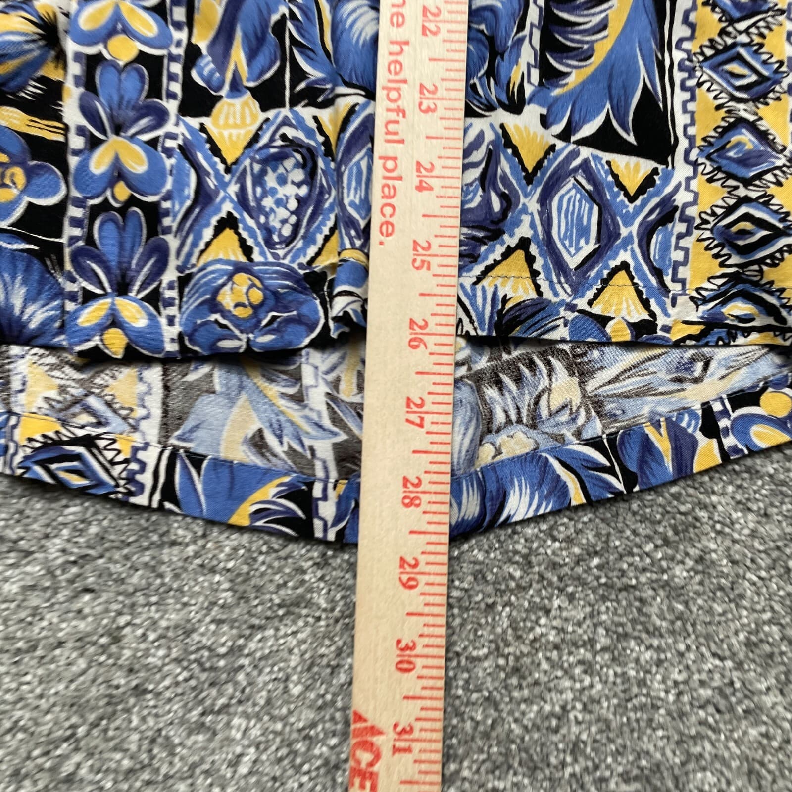 VINTAGE Joe Kealoha Shirt Large Blue Yellow Abstract Print 80s 90s Rayon USA - Thumbnail 7