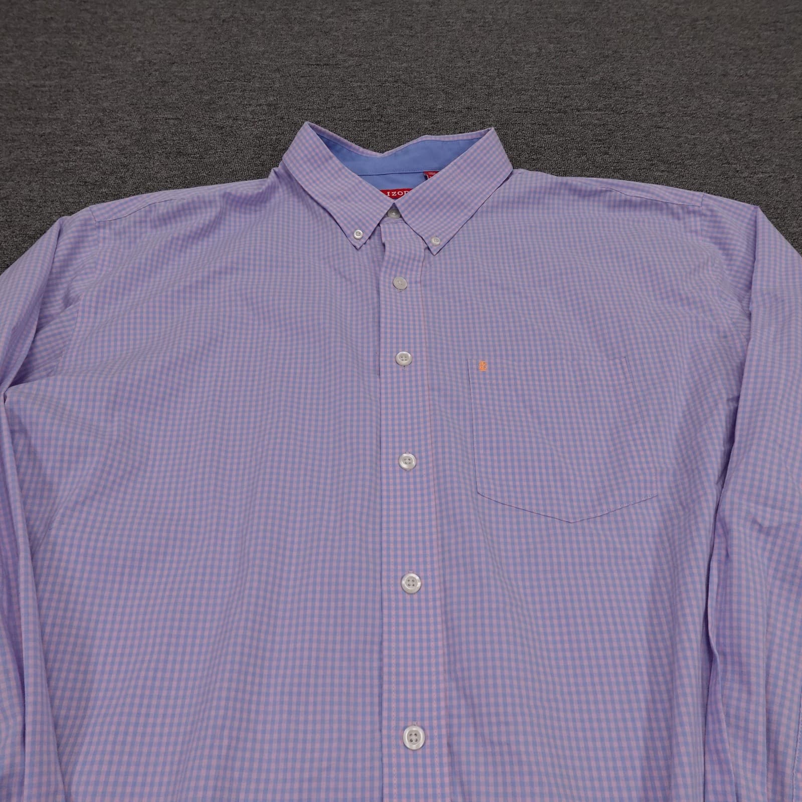 IZOD Shirt Mens 3XLT Purple Check Long Sleeve Button Up Stretch Cotton Casual - Thumbnail 2