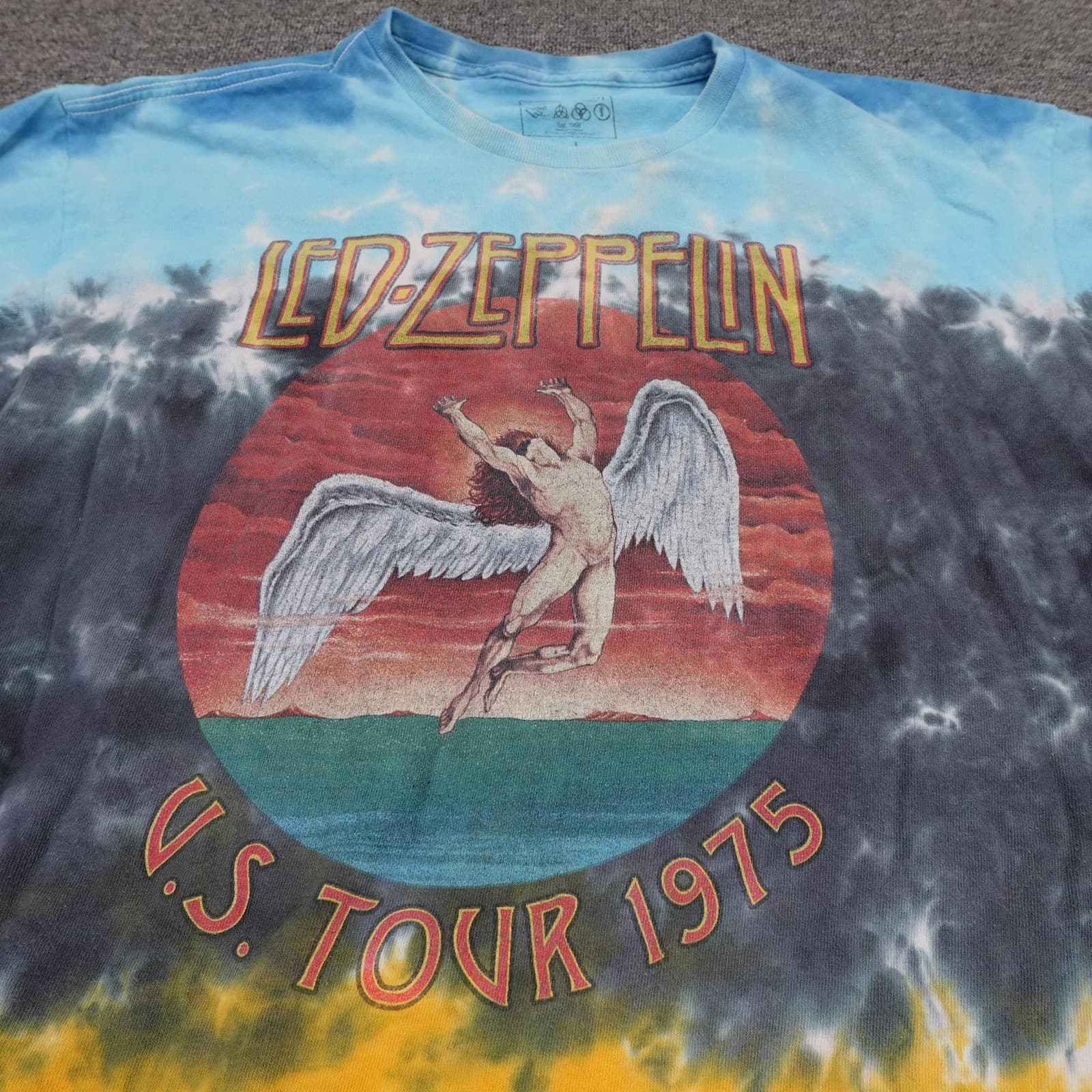 Led Zeppelin Shirt Mens Large Multicolor Tie Dye U.S. Tour 1975 Graphic Tee - Thumbnail 2