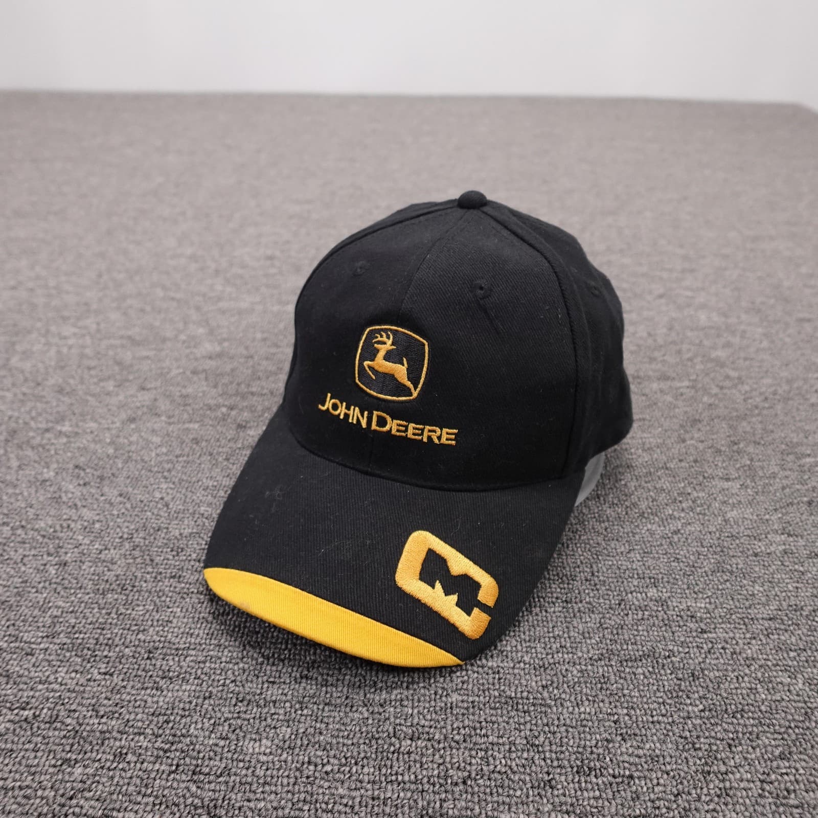 John Deere Hat Cap Strap Back Mens One Size Black Baseball