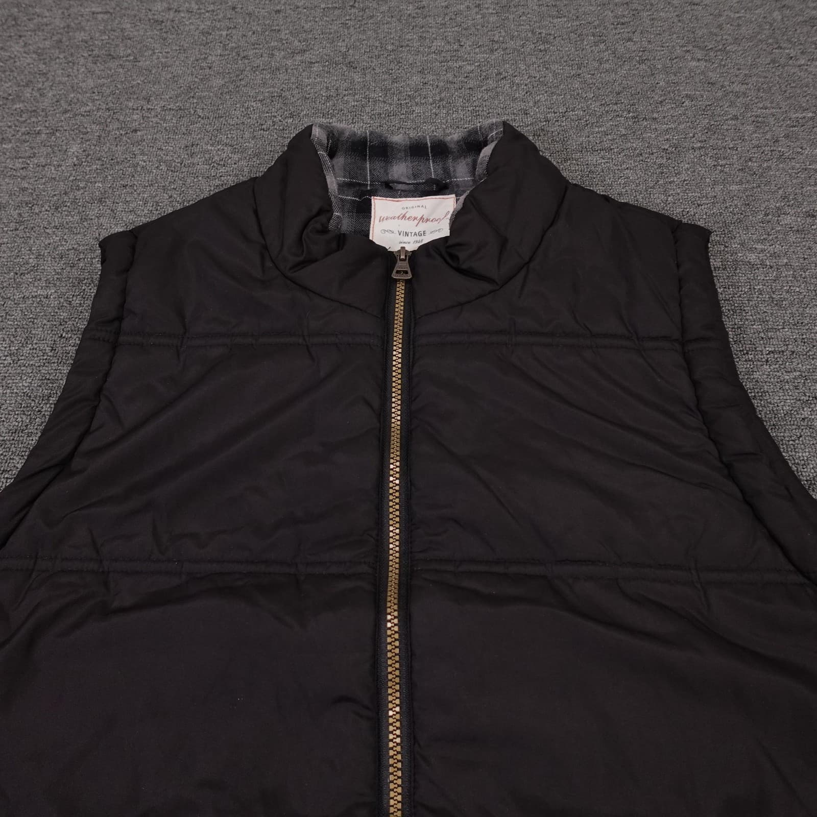 Weatherproof Vintage Vest Mens XL Black Quilted Full Zip Flannel Lined Outdoor - Thumbnail 2
