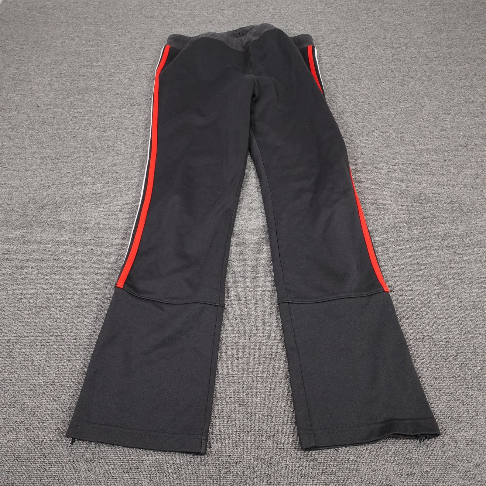 Vintage Adidas Track Pants Mens XL Black Side Stripe Ankle Zip Warm Up Gym Y2K