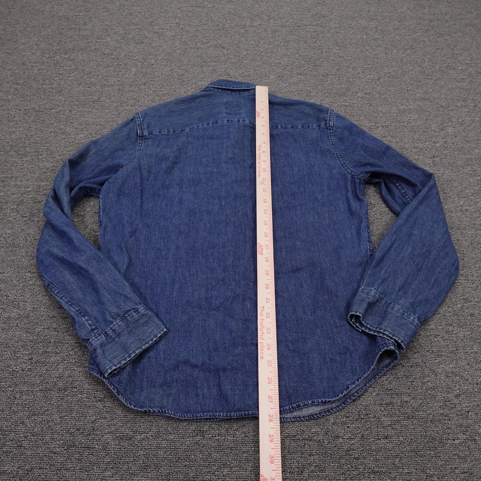 Gap Denim Shirt Mens Medium Blue Long Sleeve Slim Fit Cotton Button-Up - Thumbnail 5