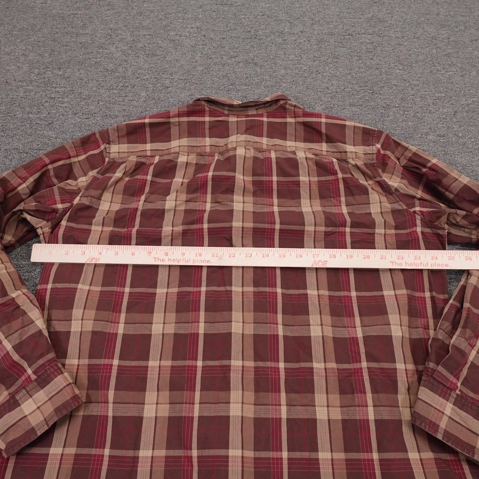 Levis Shirt Mens XL Brown Plaid Long Sleeve Button Up Casual Cotton Standard Fit - Thumbnail 5