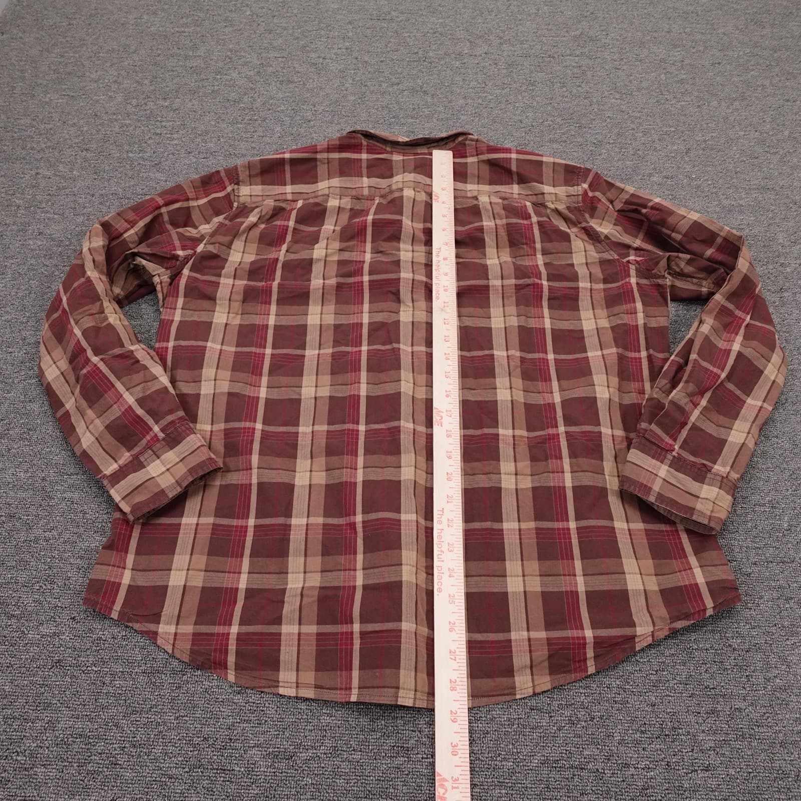 Levis Shirt Mens XL Brown Plaid Long Sleeve Button Up Casual Cotton Standard Fit - Thumbnail 6