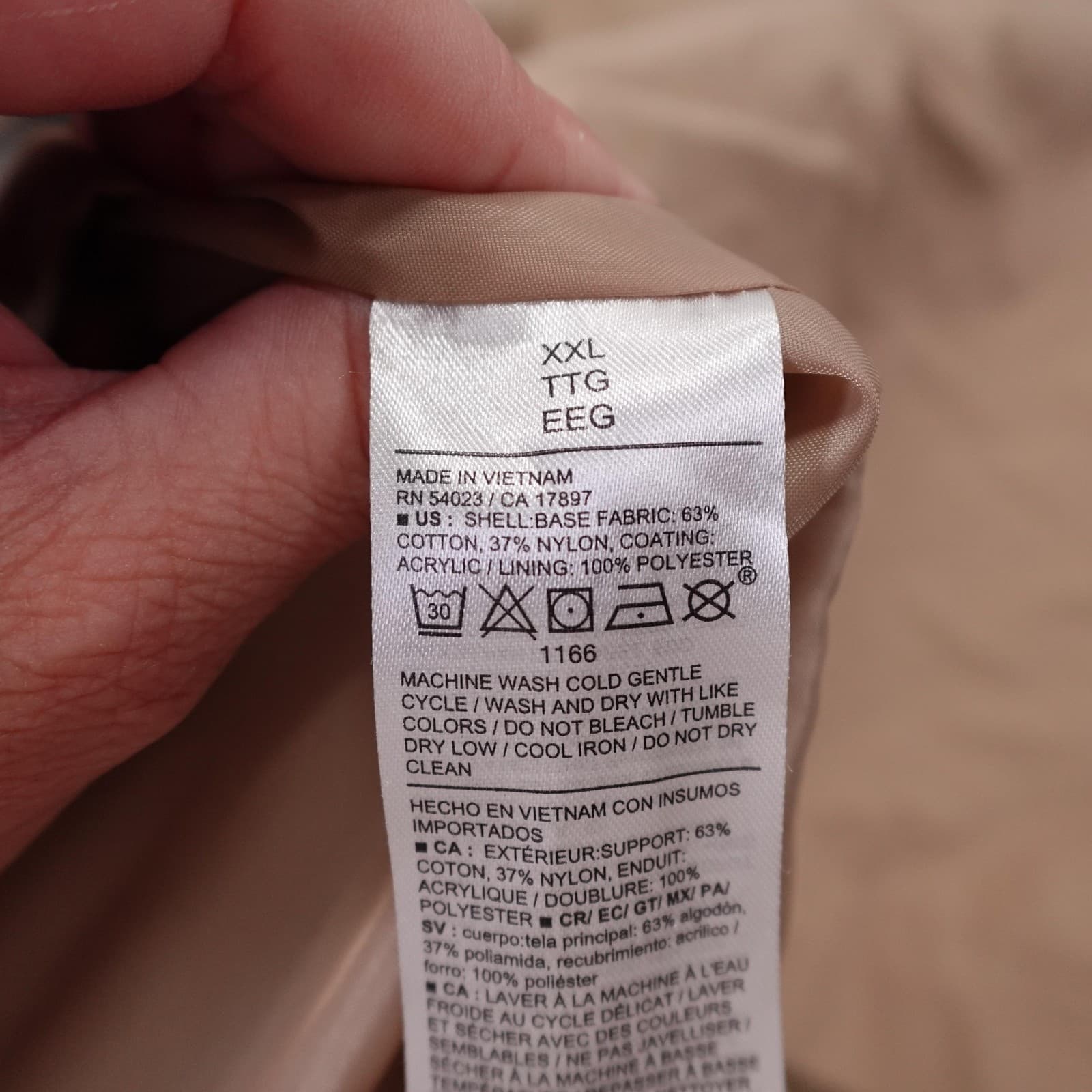 Old Navy Coat Womens XXL Beige Water Resistant Twill Long Rain Button Front - Thumbnail 9