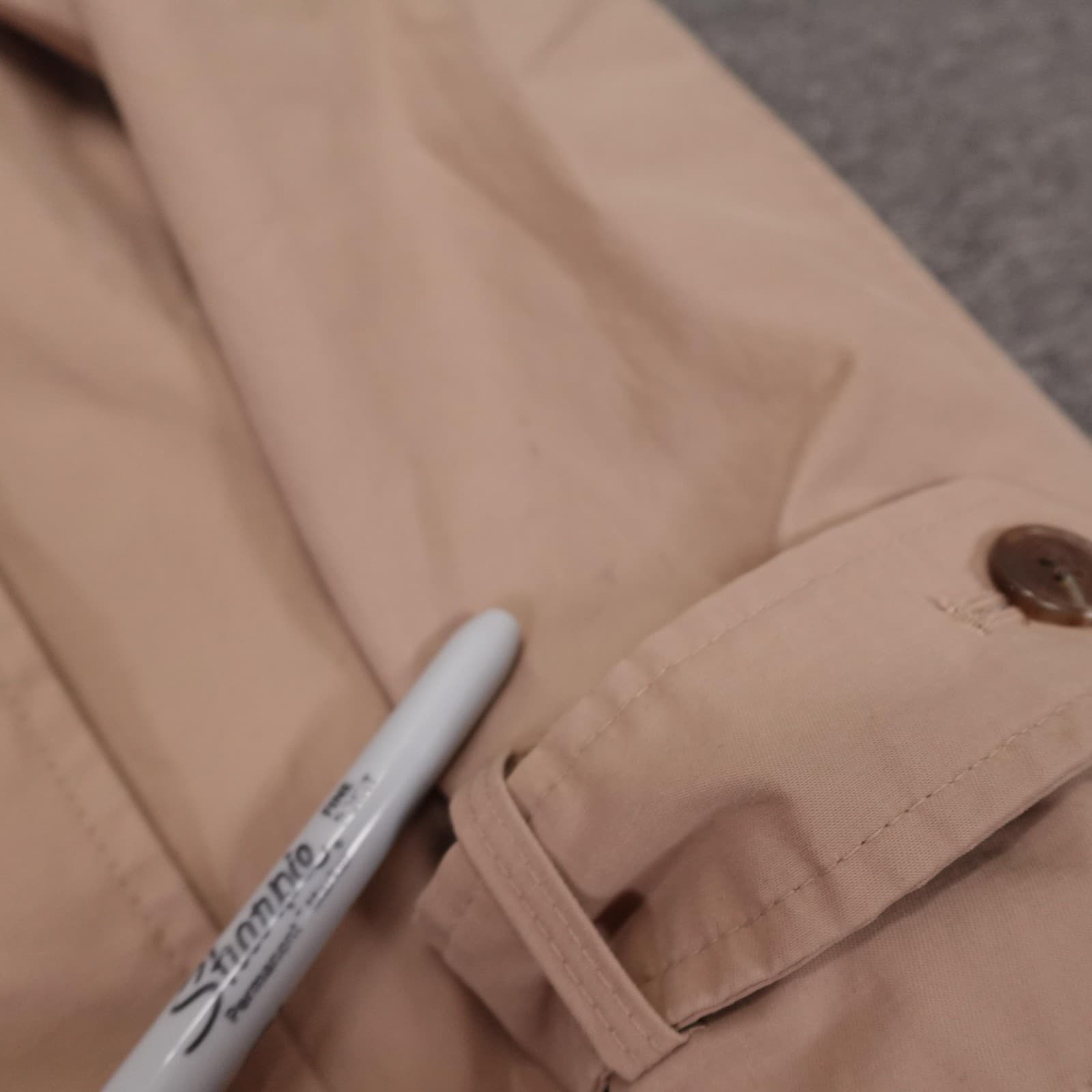 Old Navy Coat Womens XXL Beige Water Resistant Twill Long Rain Button Front - Thumbnail 5