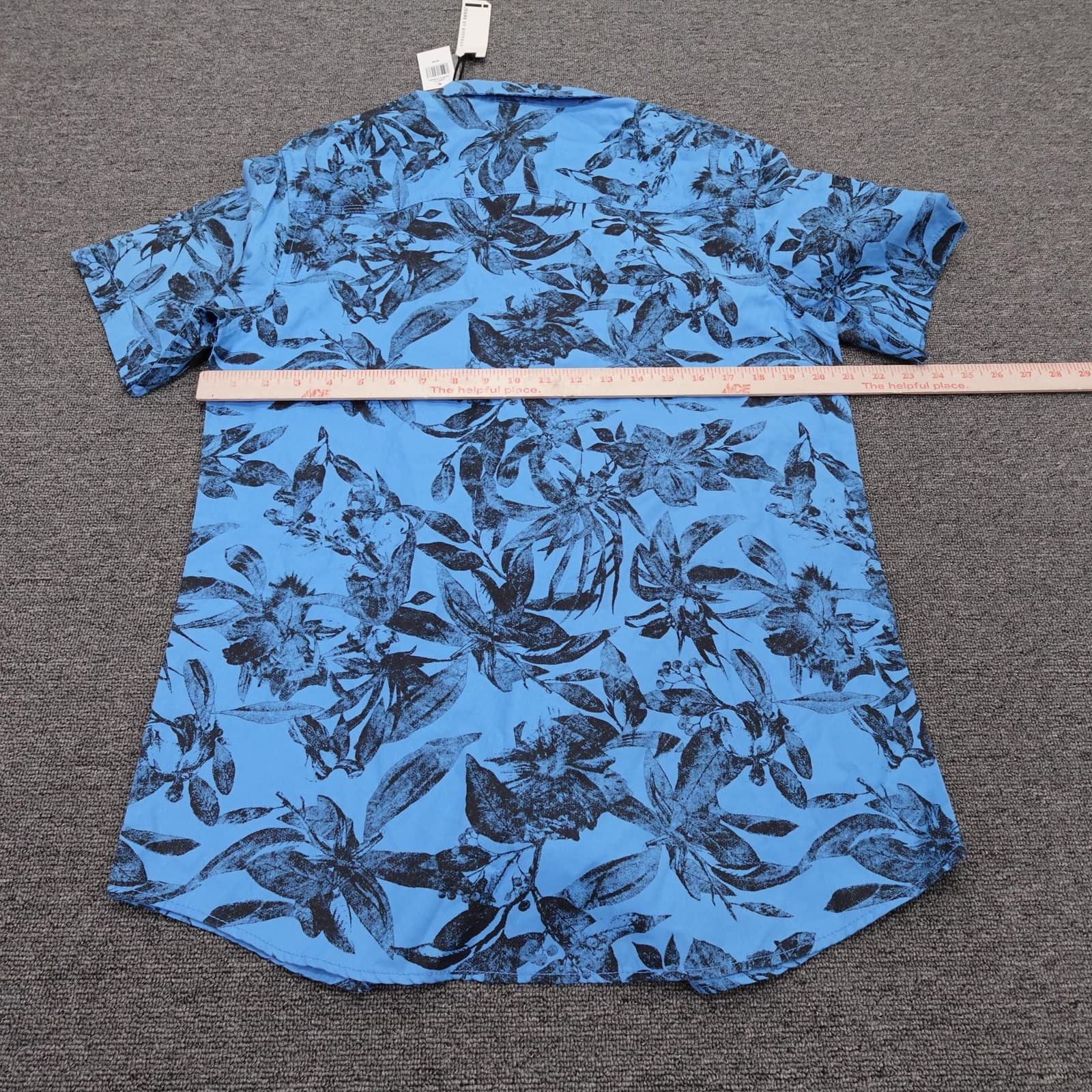 Jeans By Buffalo Shirt Mens Medium Blue Tropical Floral Short Sleeve Button Up - Thumbnail 4