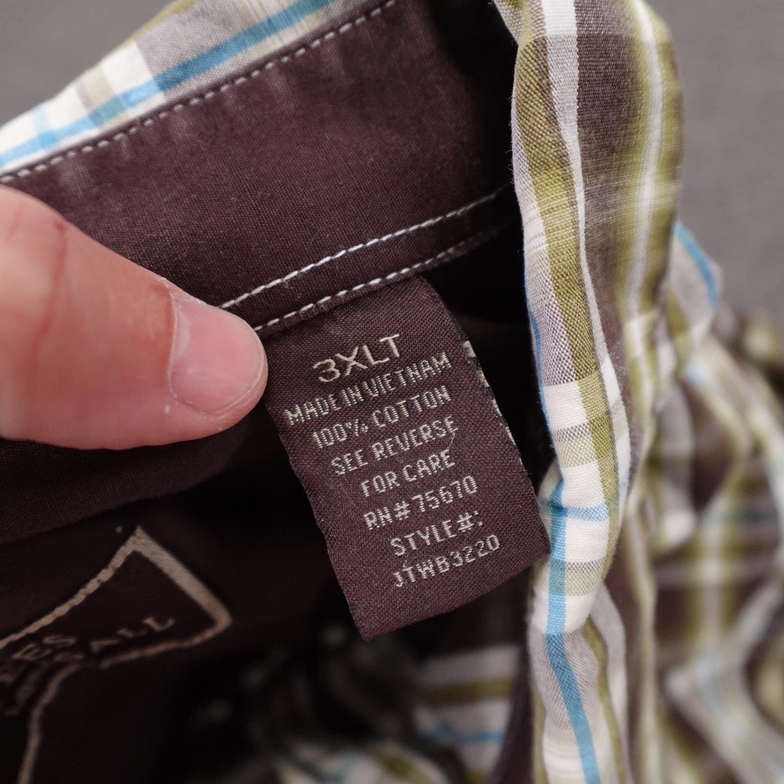 James Tattersall Shirt Mens Big 3XLT Brown Plaid Long Sleeve Button Up Casual - Thumbnail 4