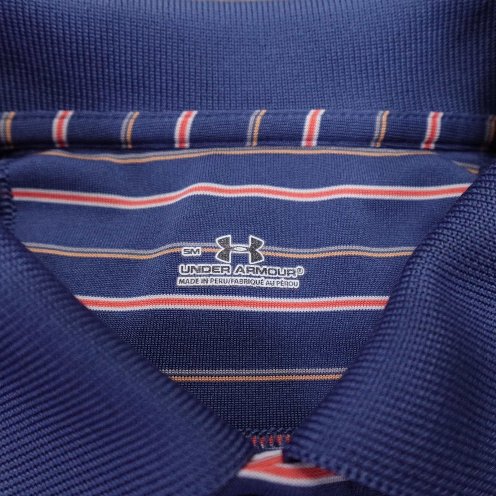 Under Armour Polo Shirt Mens Small Blue Striped Bethpage Black Golf Performance - Thumbnail 4