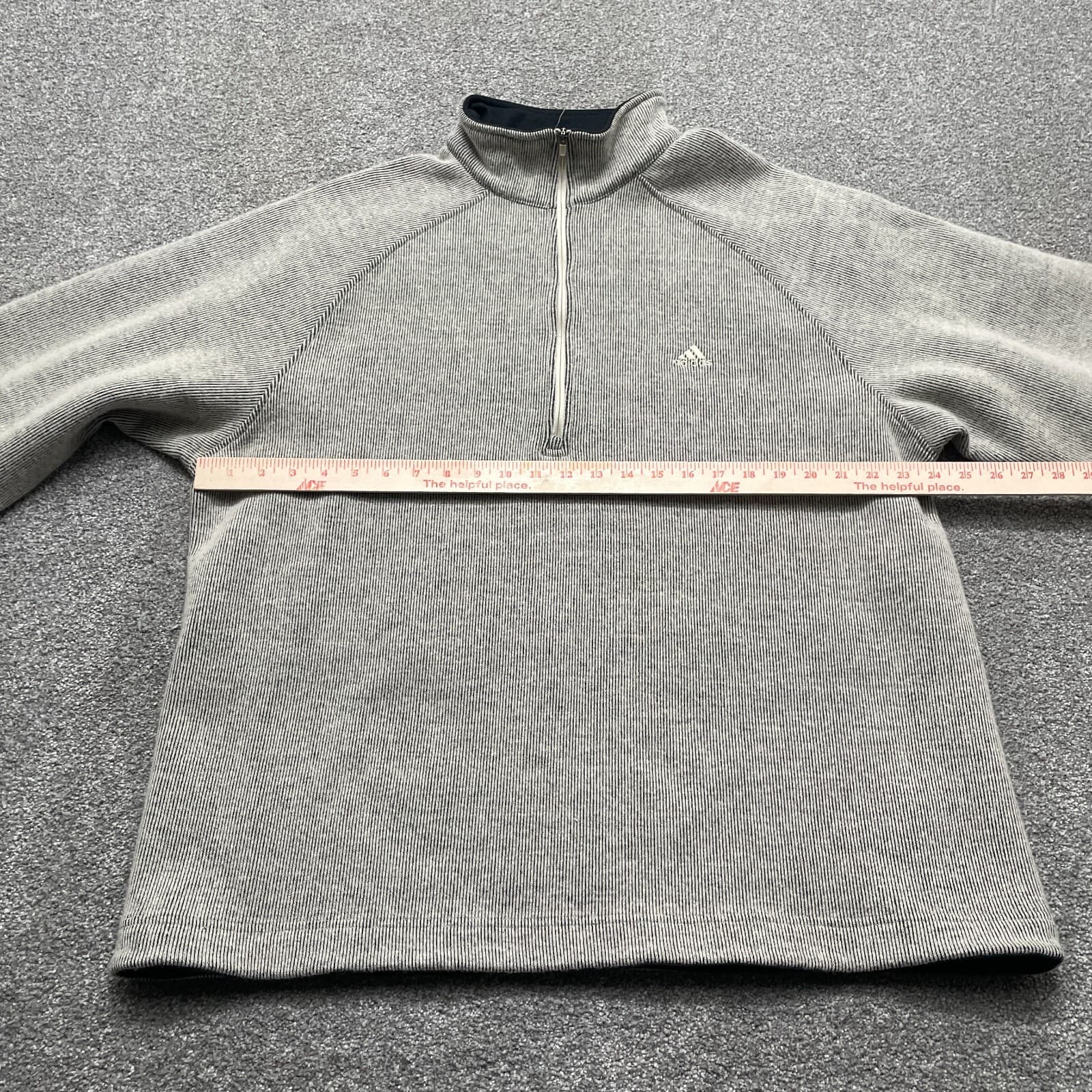 VINTAGE Adidas Sweater Adult 2XL XXL Gray 1/4 Zip Wool Blend Sweatshirt Y2k - Thumbnail 5