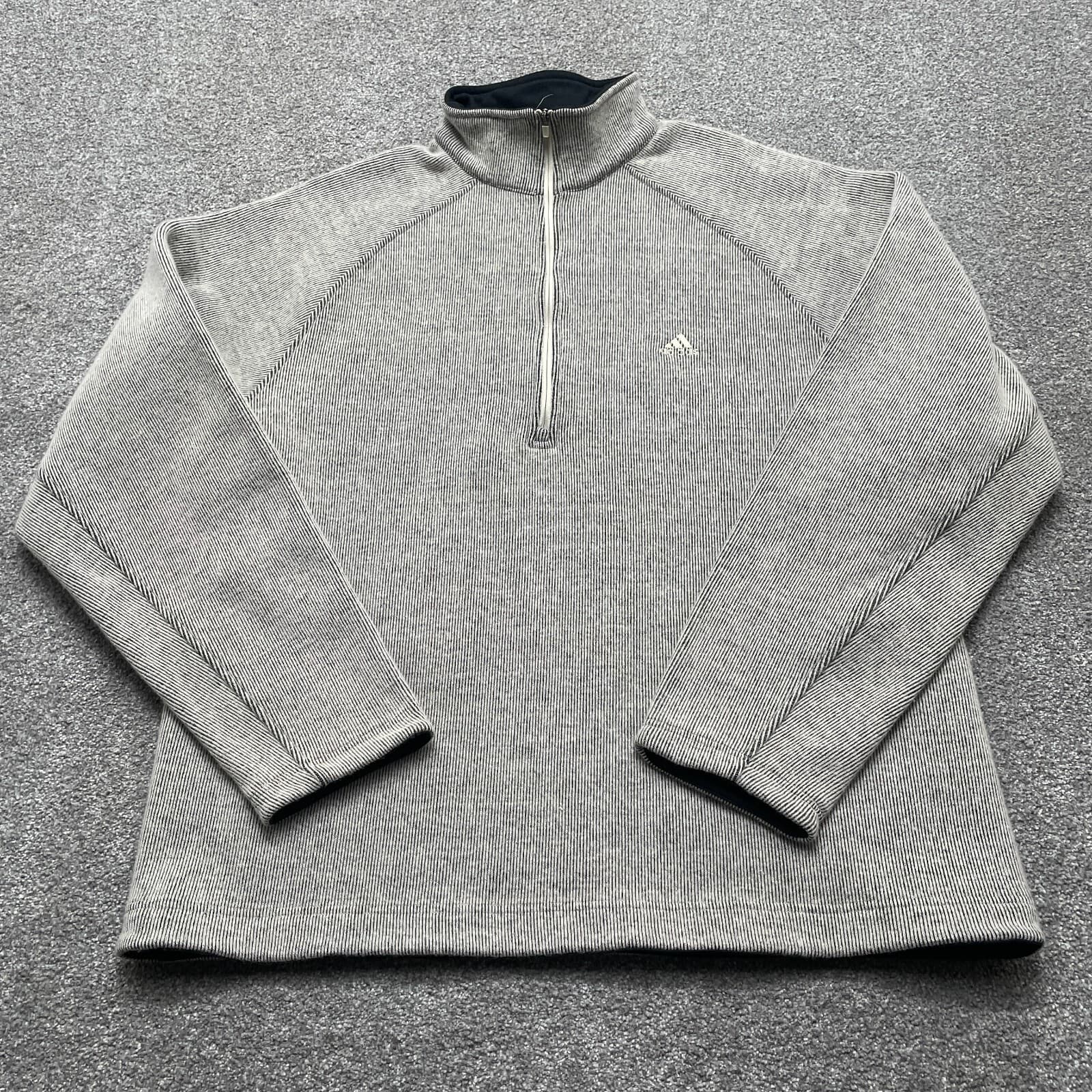 VINTAGE Adidas Sweater Adult 2XL XXL Gray 1/4 Zip Wool Blend Sweatshirt Y2k
