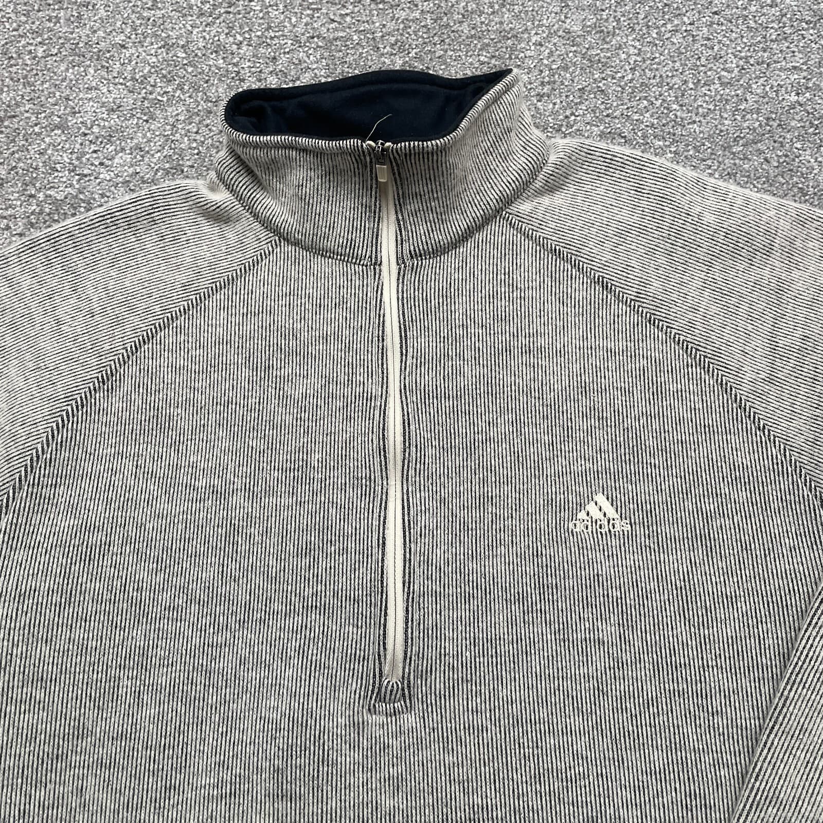 VINTAGE Adidas Sweater Adult 2XL XXL Gray 1/4 Zip Wool Blend Sweatshirt Y2k - Thumbnail 2