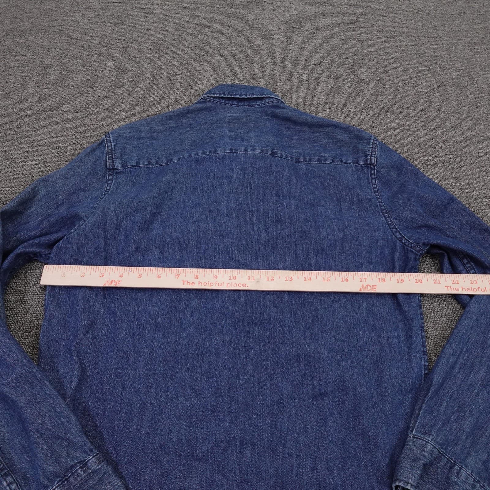 Gap Denim Shirt Mens Medium Blue Long Sleeve Slim Fit Cotton Button-Up - Thumbnail 4