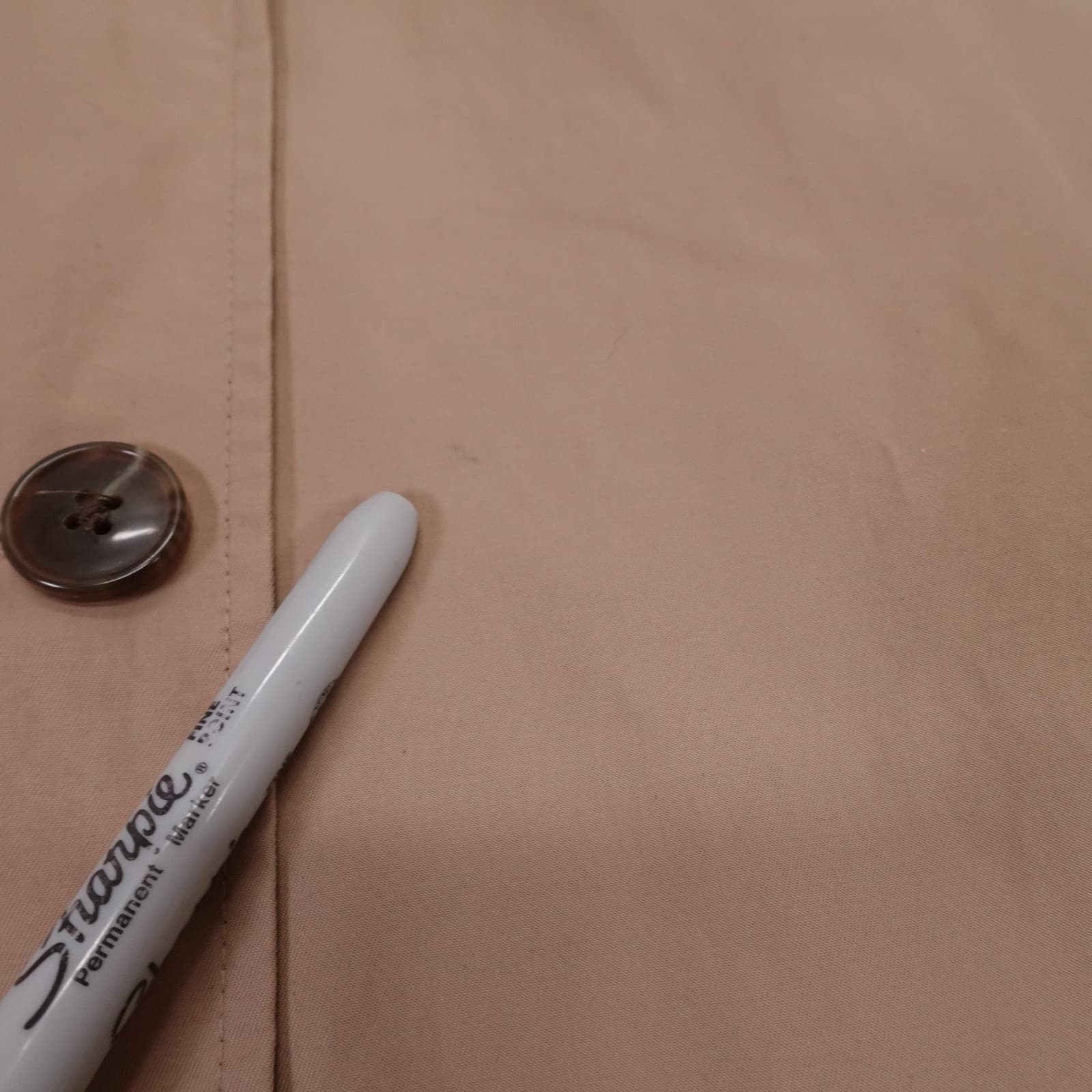 Old Navy Coat Womens XXL Beige Water Resistant Twill Long Rain Button Front - Thumbnail 4