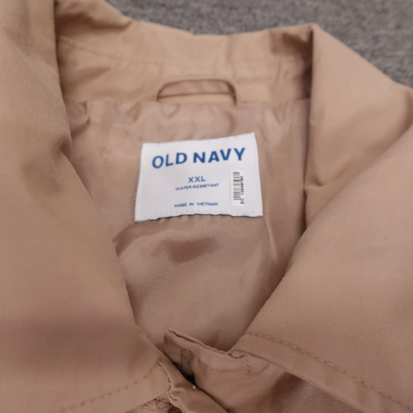 Old Navy Coat Womens XXL Beige Water Resistant Twill Long Rain Button Front - Thumbnail 3