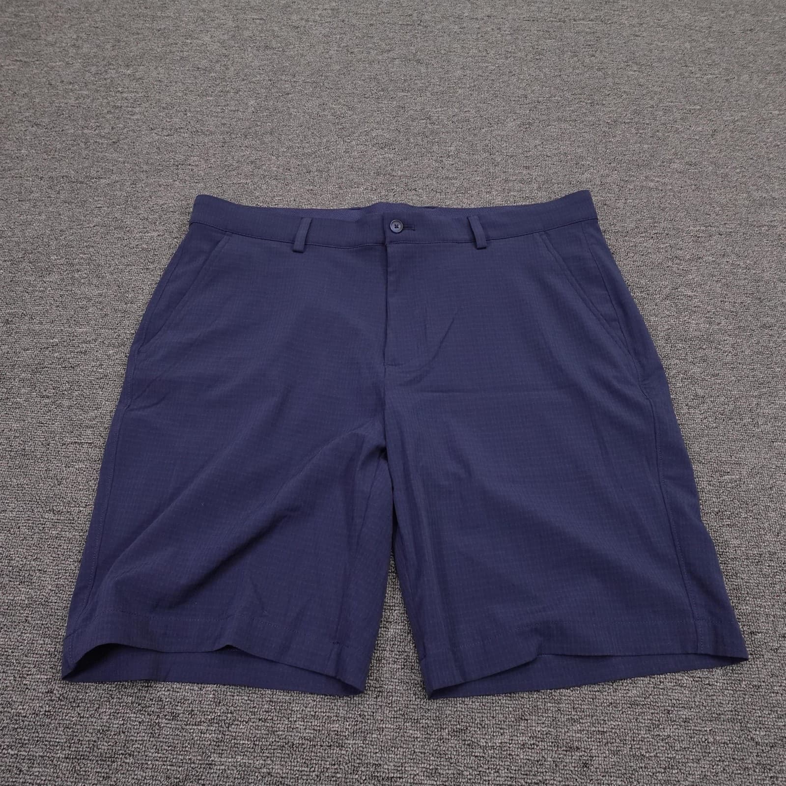 Greg Norman Shorts Mens 36 Blue Microfiber Chino Stretch 10 Inseam Golf Casual