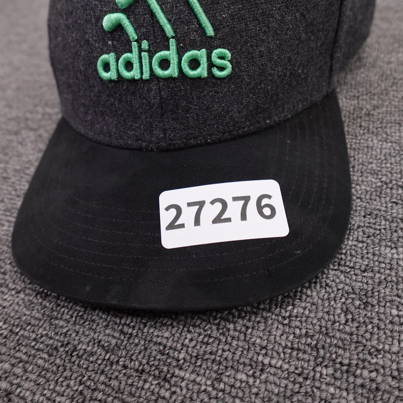 Adidas Hat Cap Snap Back Mens One Size Gray Felt Black Brim Green Golf Logo - Thumbnail 7