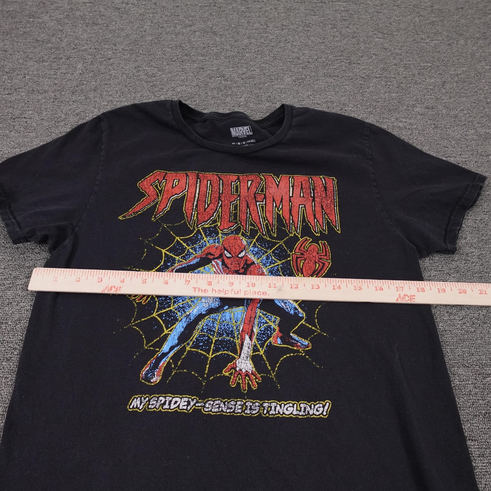 Spider-Man Marvel Shirt Mens Medium Black Graphic Tee My Spidey Sense Tingling - Thumbnail 5