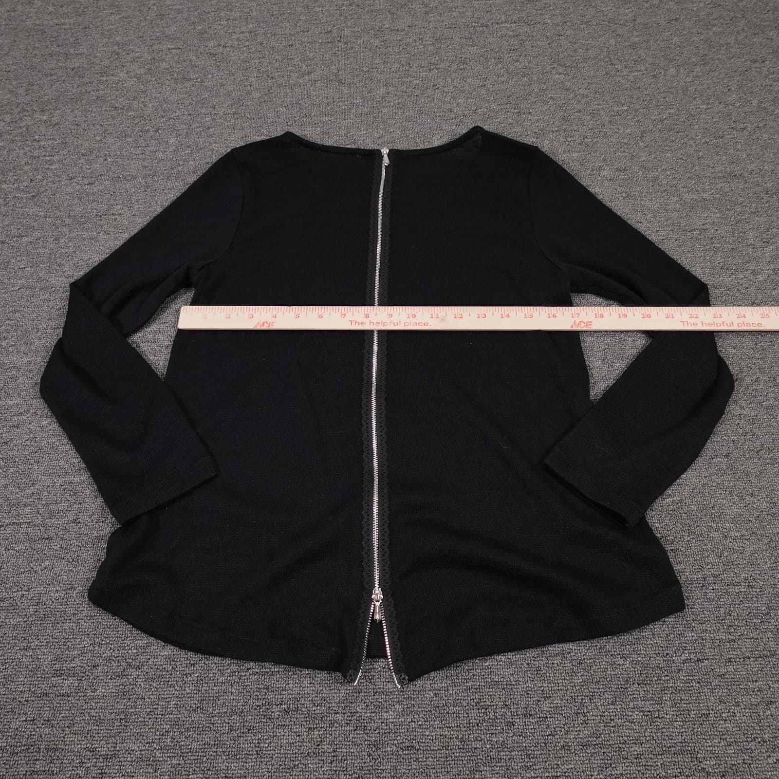 Soft Surroundings Sweater Womens PM Black Polyester Rayon Crewneck Zip Back - Thumbnail 4