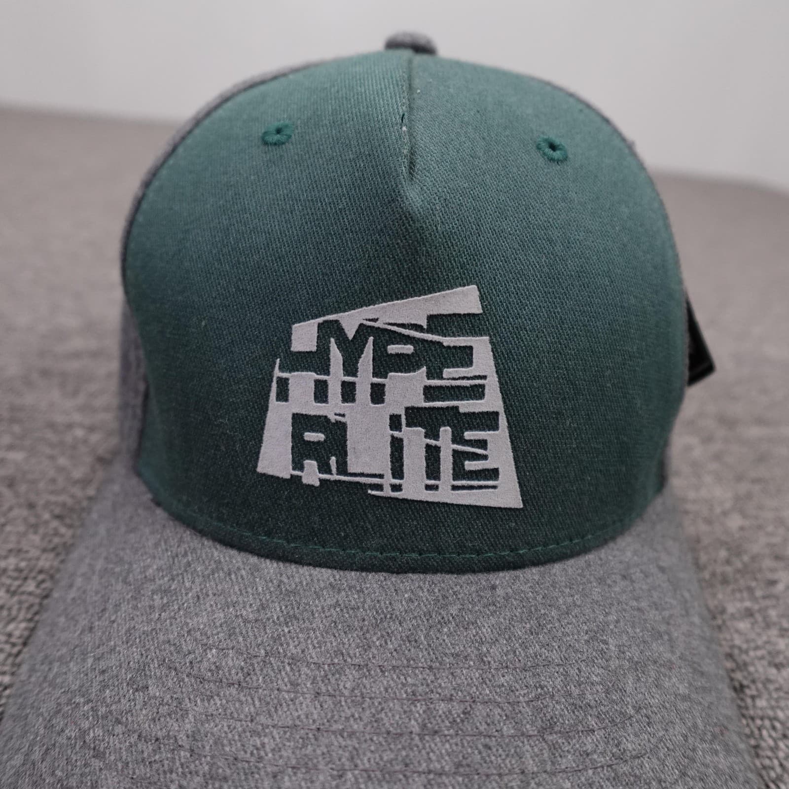 Hyperlite Hat Cap Fitted Mens L Gray Green Flexfit Baseball Logo Stretch Twill - Thumbnail 2