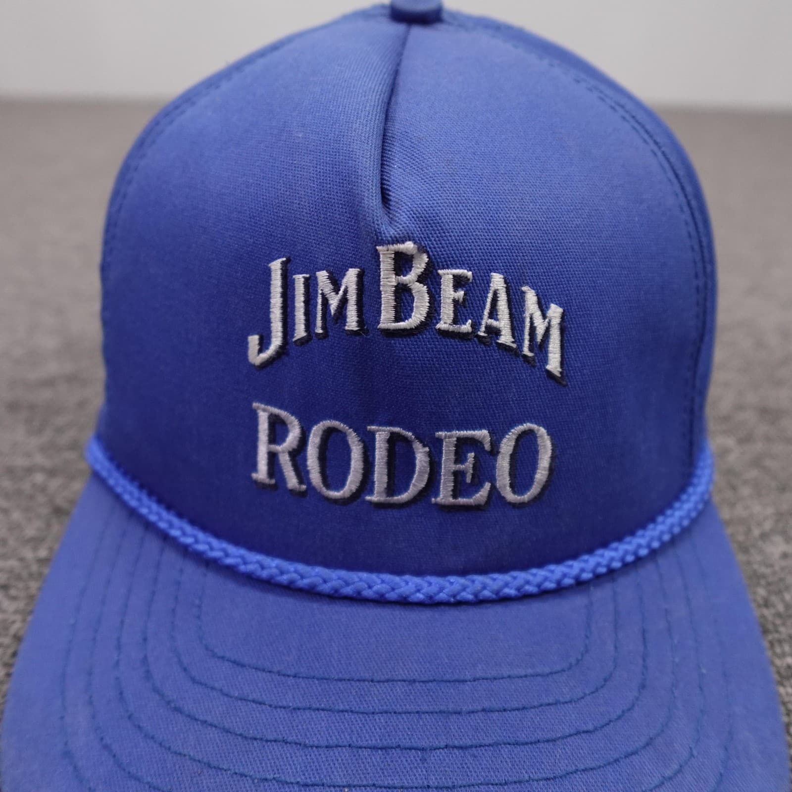 Vintage Jim Beam Hat Cap Snap Back Mens One Size Blue Rope Rodeo Beer Western - Thumbnail 2