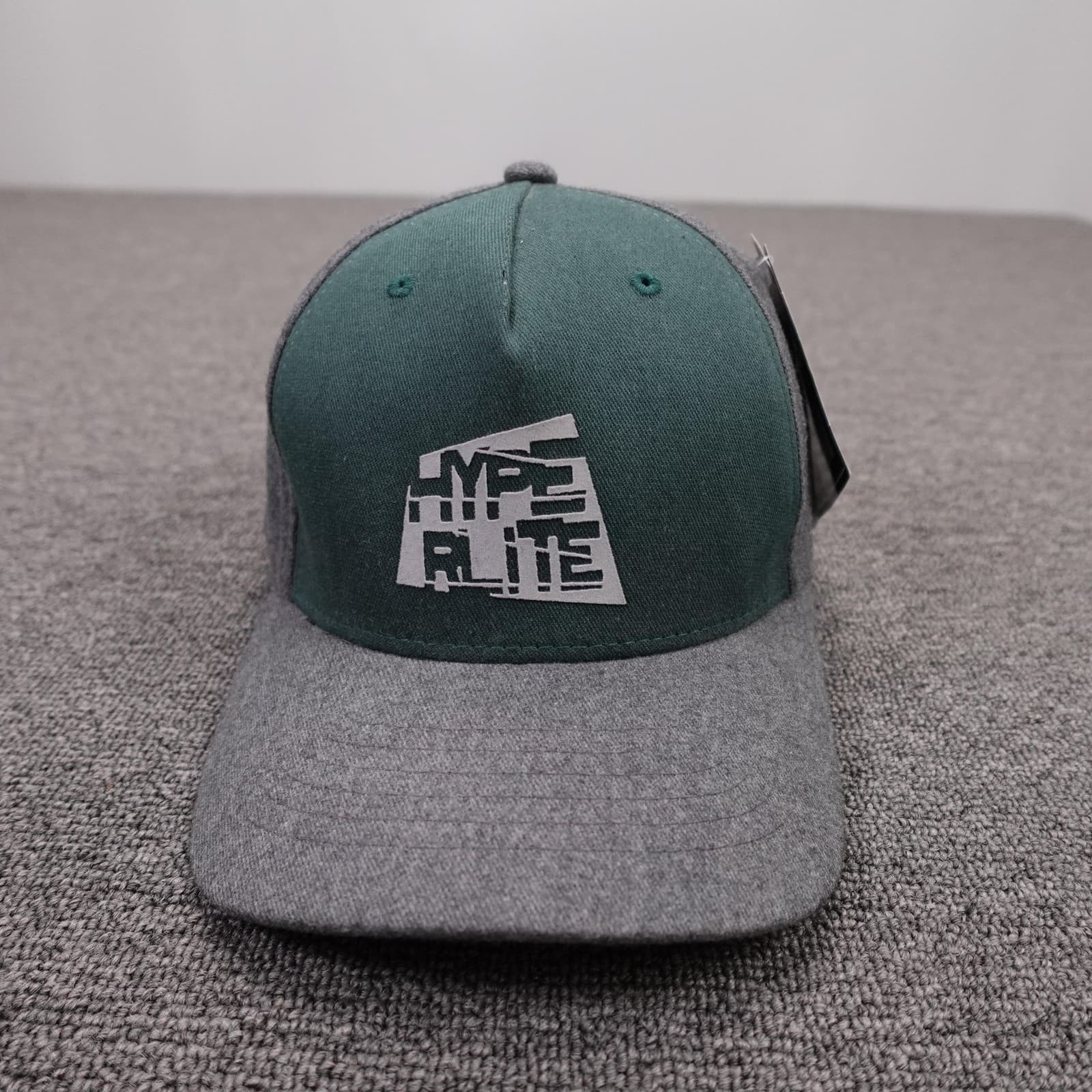 Hyperlite Hat Cap Fitted Mens L Gray Green Flexfit Baseball Logo Stretch Twill