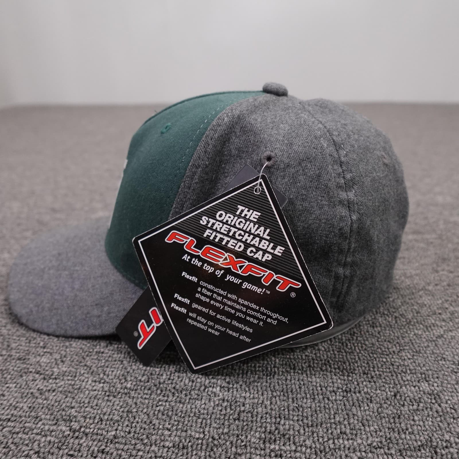 Hyperlite Hat Cap Fitted Mens L Gray Green Flexfit Baseball Logo Stretch Twill - Thumbnail 3