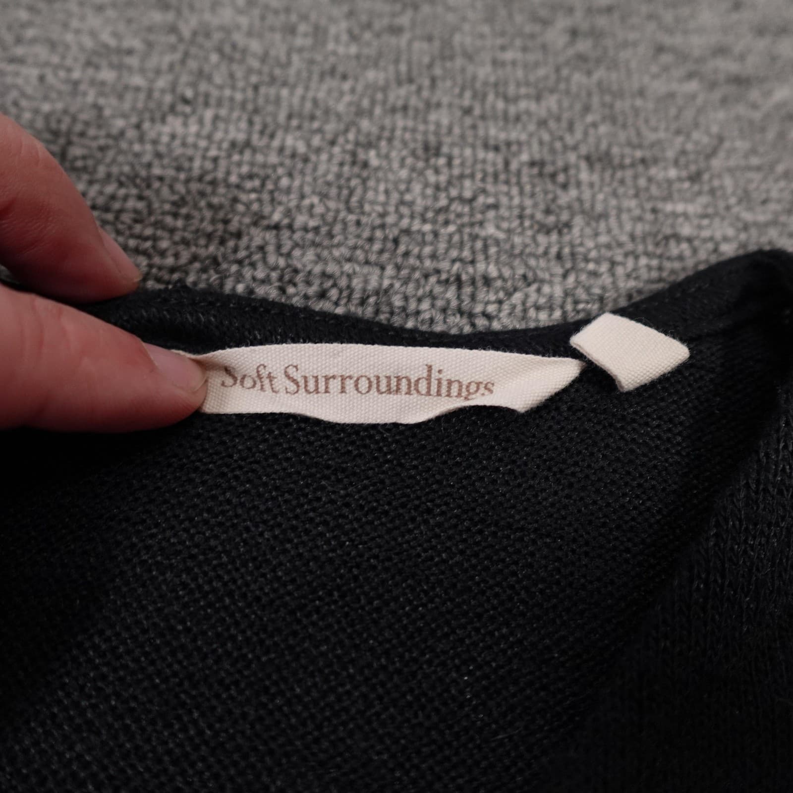 Soft Surroundings Sweater Womens PM Black Polyester Rayon Crewneck Zip Back - Thumbnail 2