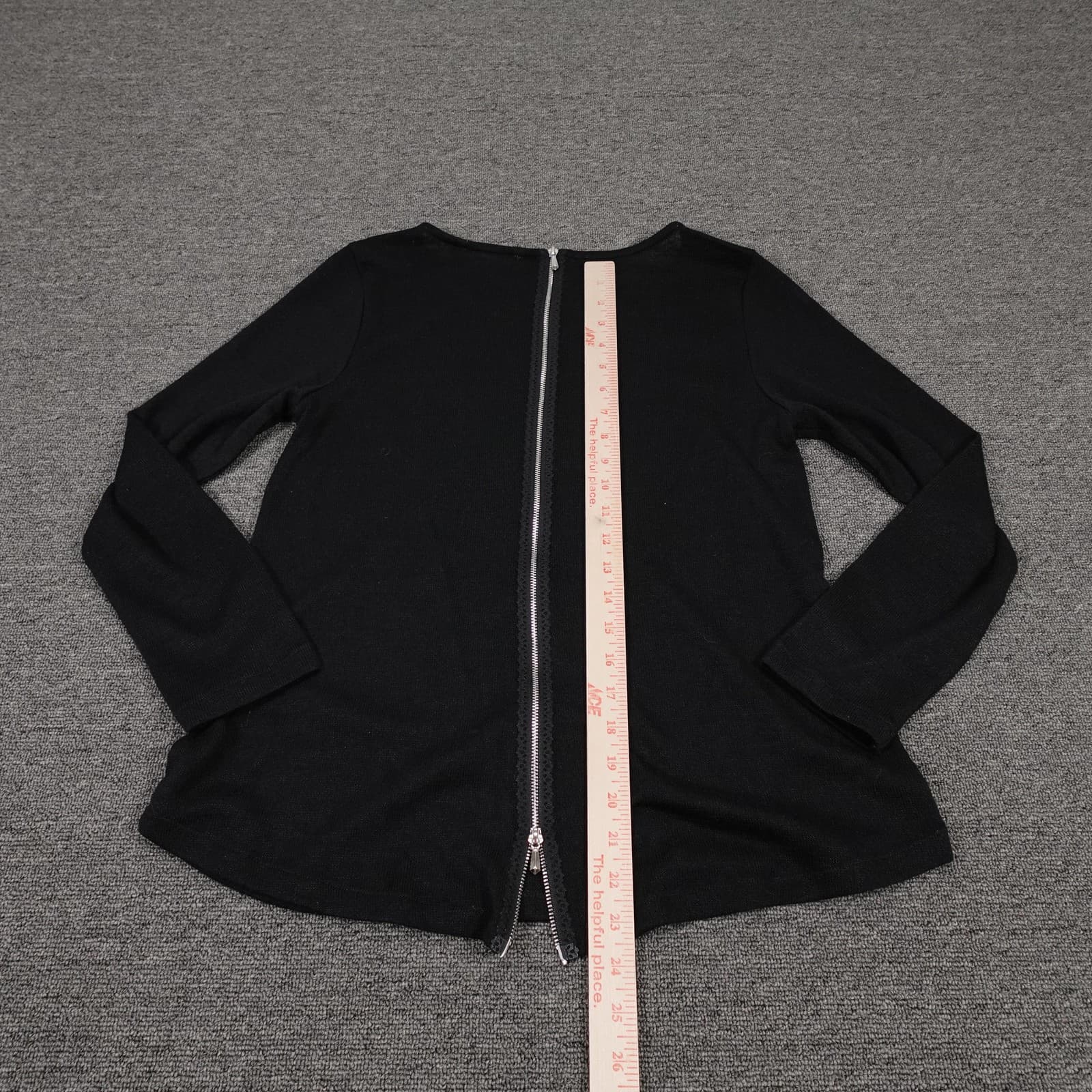 Soft Surroundings Sweater Womens PM Black Polyester Rayon Crewneck Zip Back - Thumbnail 5