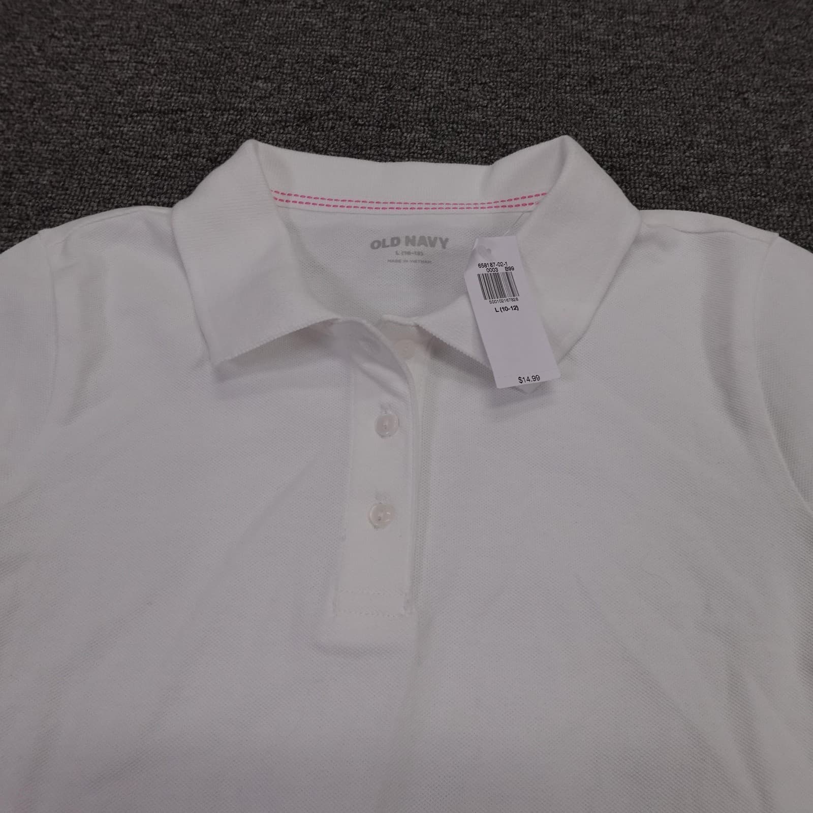 Old Navy Polo Shirt Girls L 10-12 White Short Sleeve Tagless School Uniform - Thumbnail 2