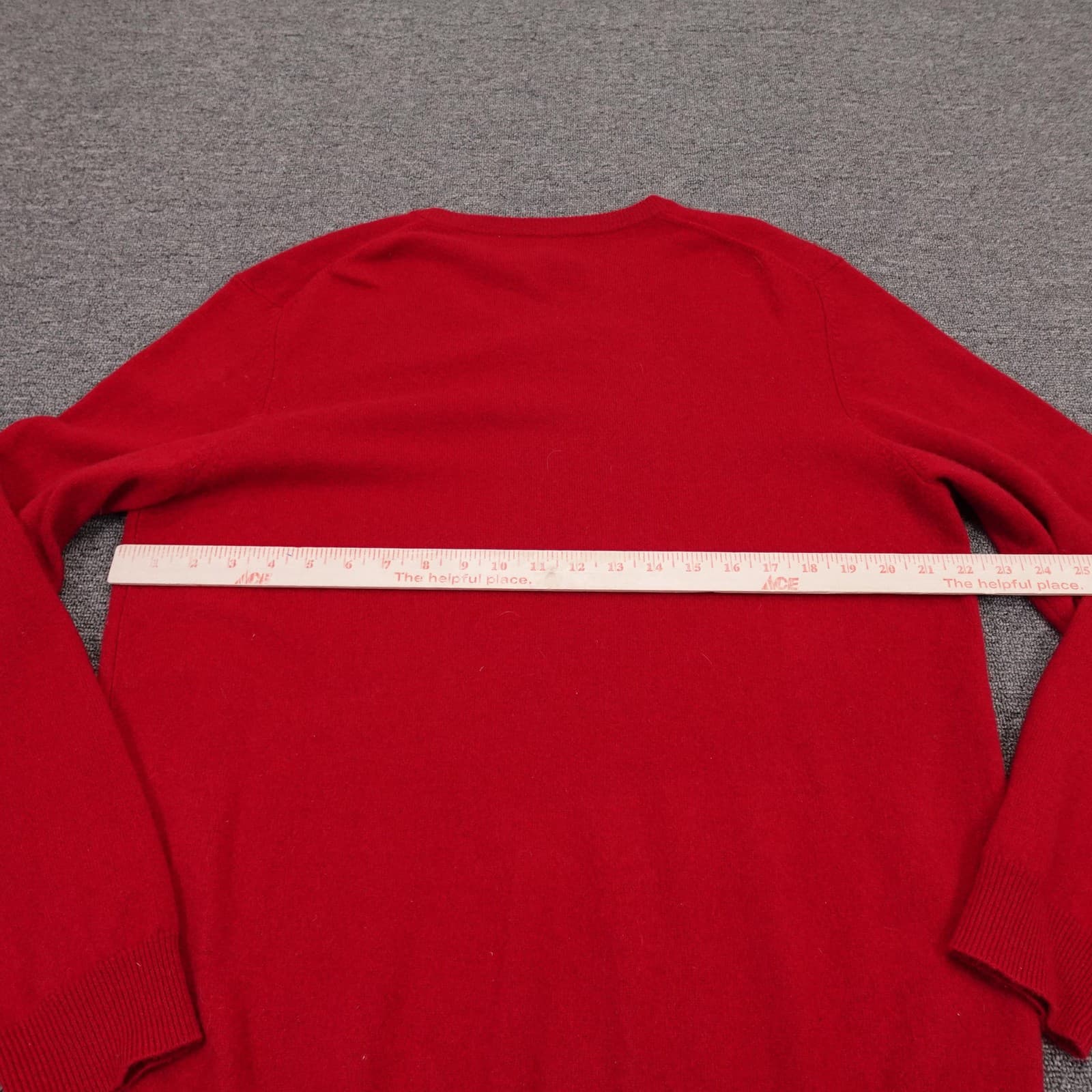 Club Room Sweater Mens Large Red 100% Cashmere V Neck Knit Pullover Soft - Thumbnail 5