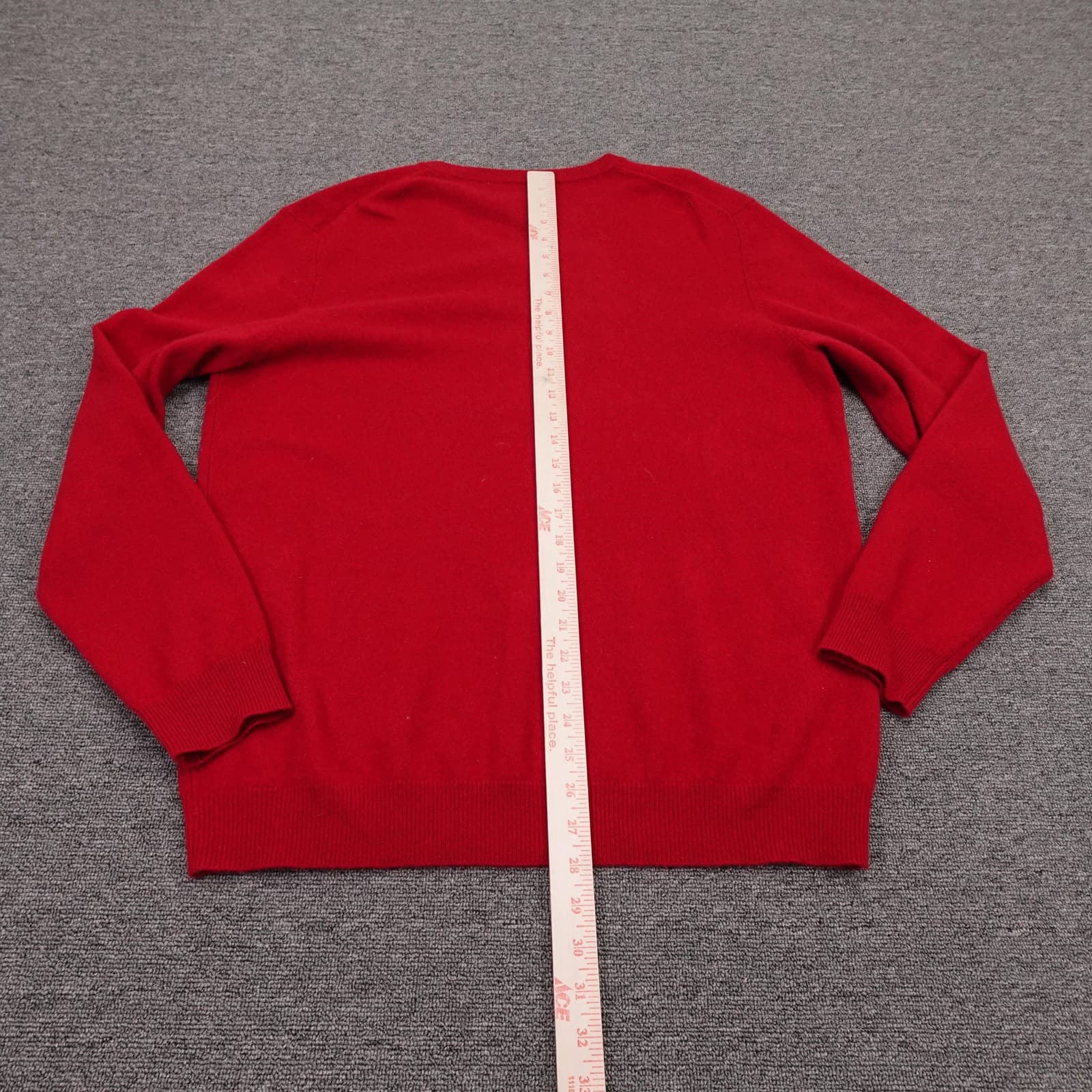 Club Room Sweater Mens Large Red 100% Cashmere V Neck Knit Pullover Soft - Thumbnail 6