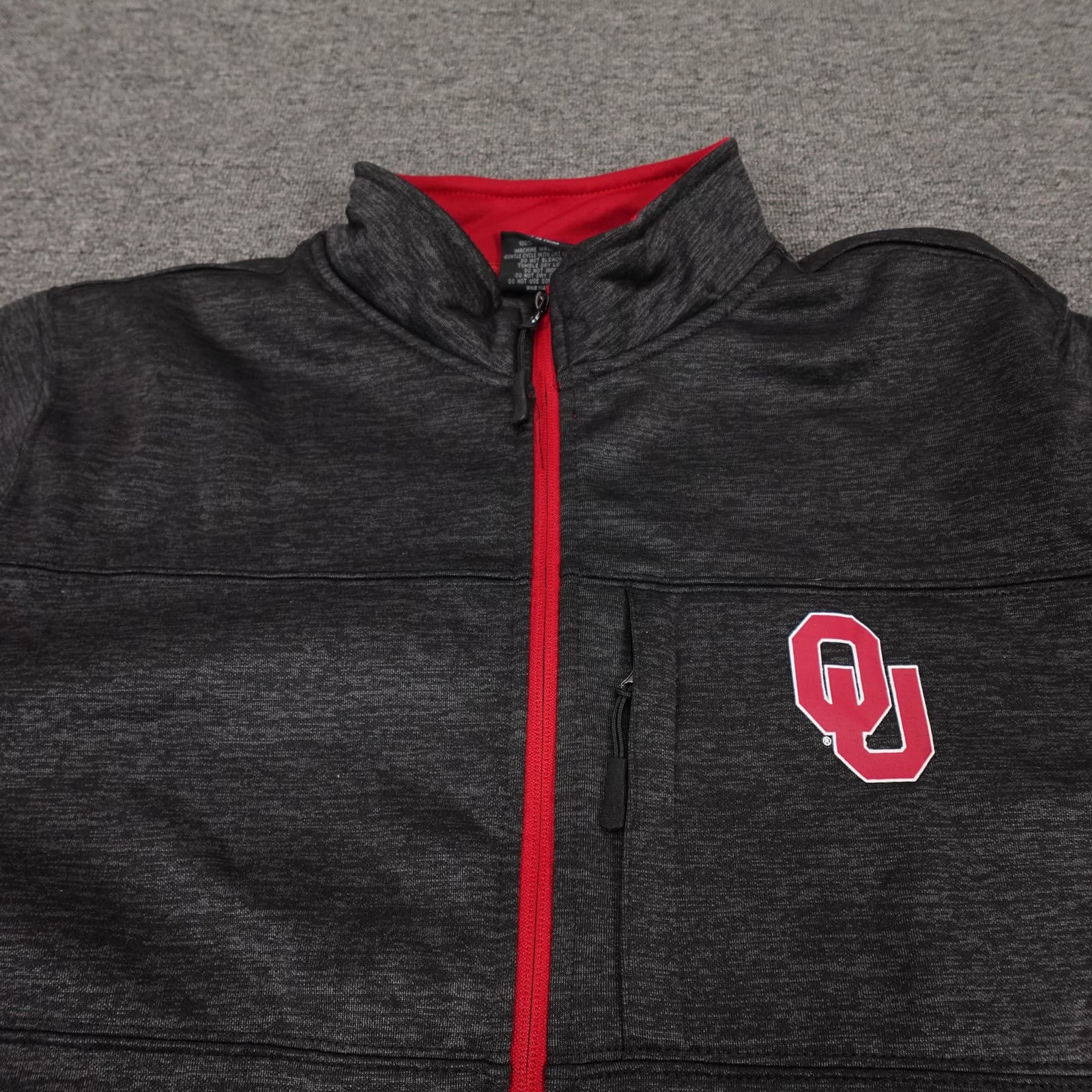 Oklahoma Sooners Jacket Mens Large Gray NCAA Football Colosseum Full Zip - Thumbnail 2