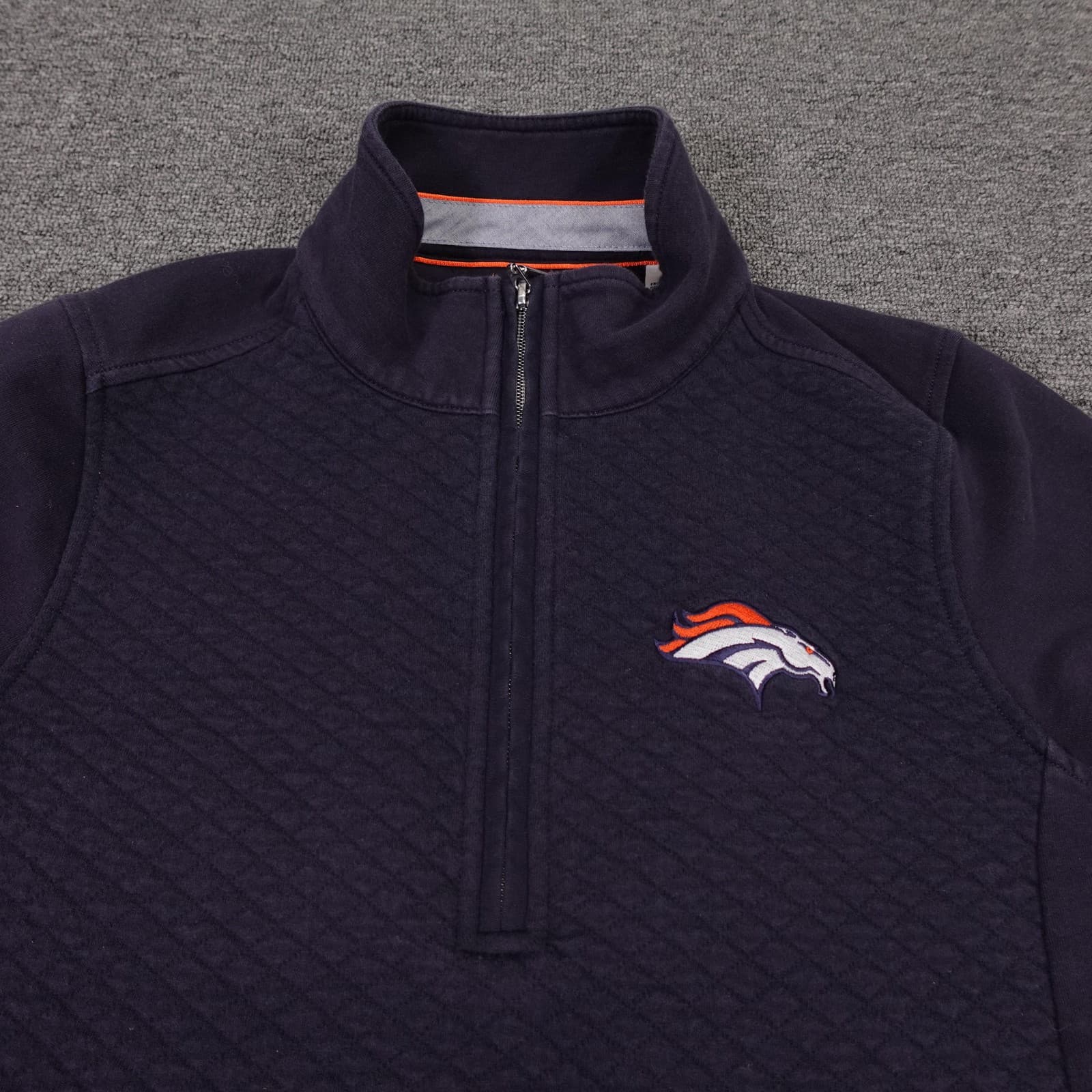 Denver Broncos Sweatshirt Womens Medium Blue NFL Football Tommy Bahama 1/4 Zip - Thumbnail 2