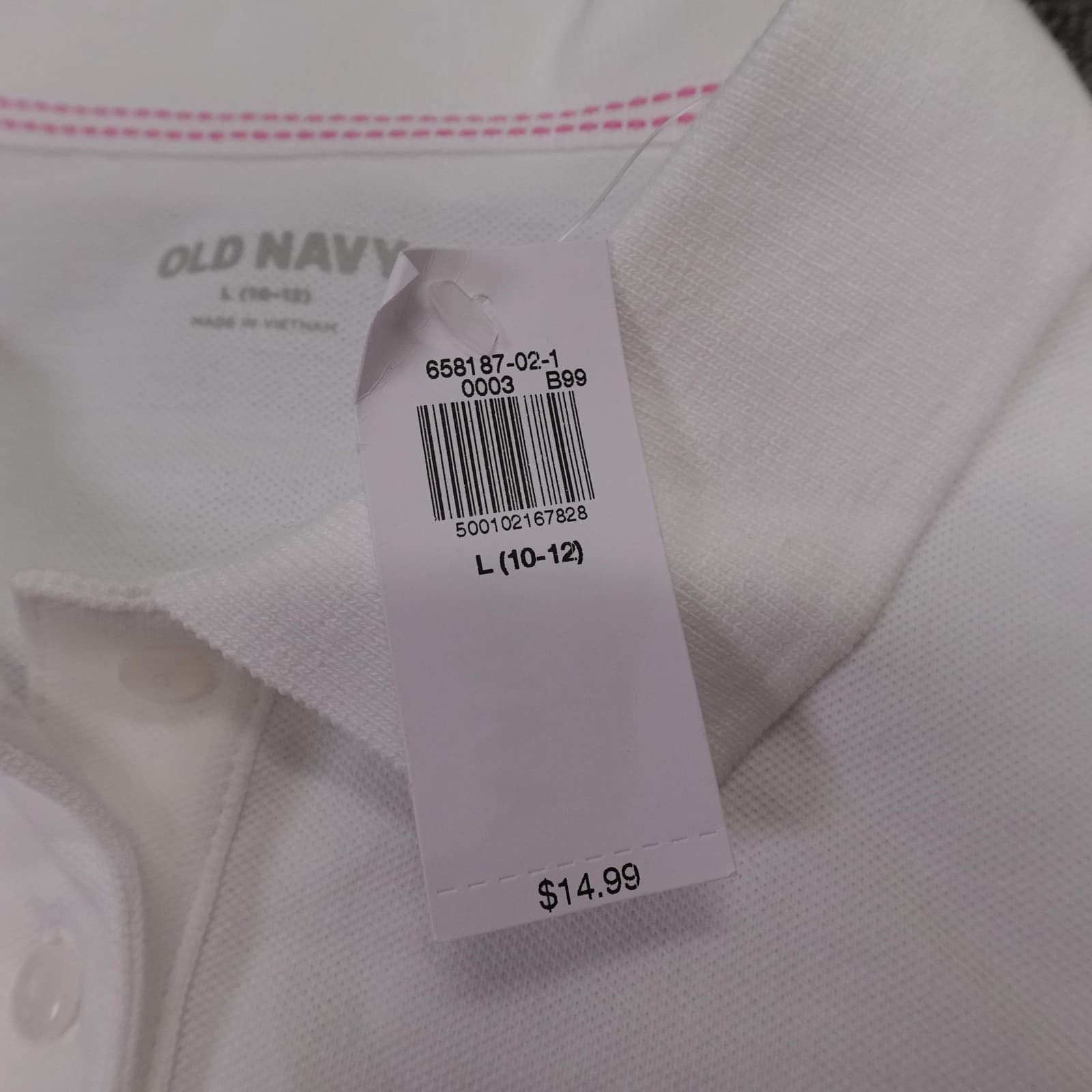 Old Navy Polo Shirt Girls L 10-12 White Short Sleeve Tagless School Uniform - Thumbnail 3