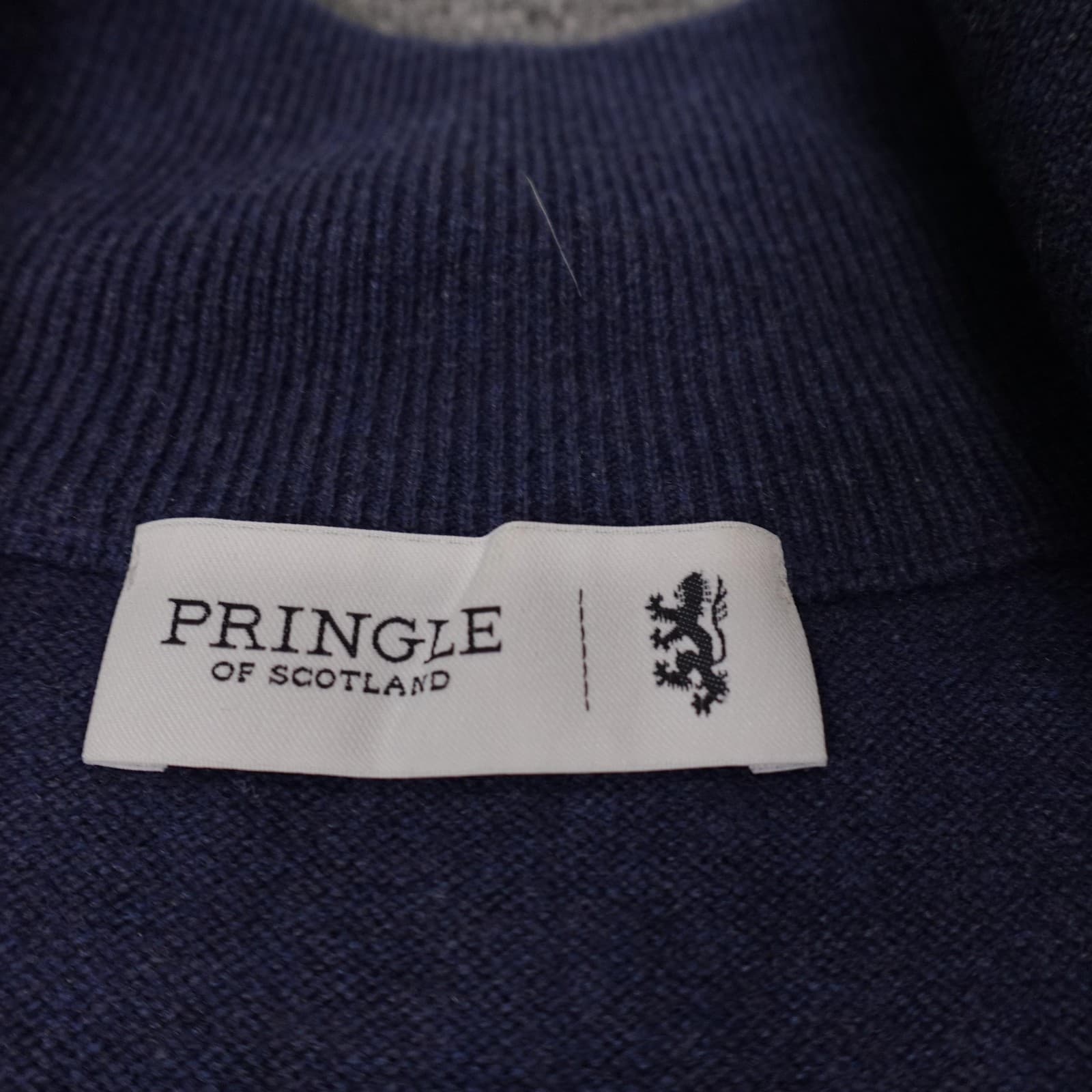 Pringle Of Scotland Sweater Mens Large Blue 1/4 Zip Mock Neck Wool Knit Pullover - Thumbnail 3