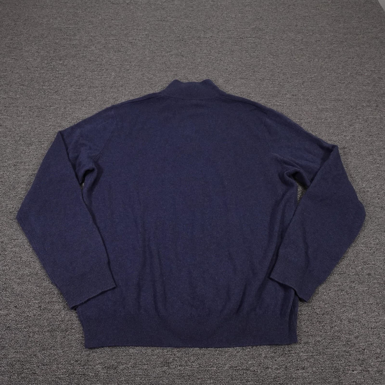 Pringle Of Scotland Sweater Mens Large Blue 1/4 Zip Mock Neck Wool Knit Pullover - Thumbnail 6