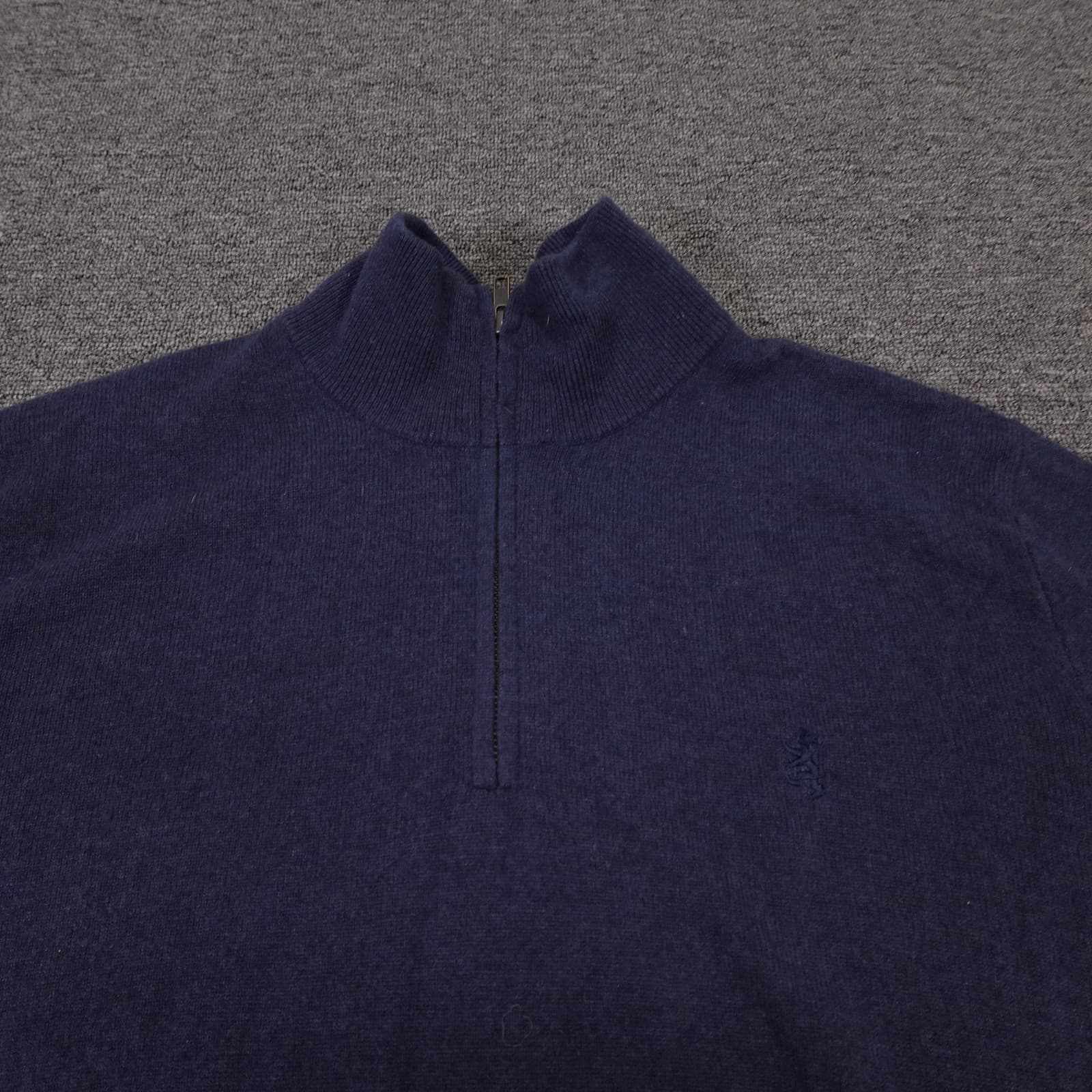 Pringle Of Scotland Sweater Mens Large Blue 1/4 Zip Mock Neck Wool Knit Pullover - Thumbnail 2