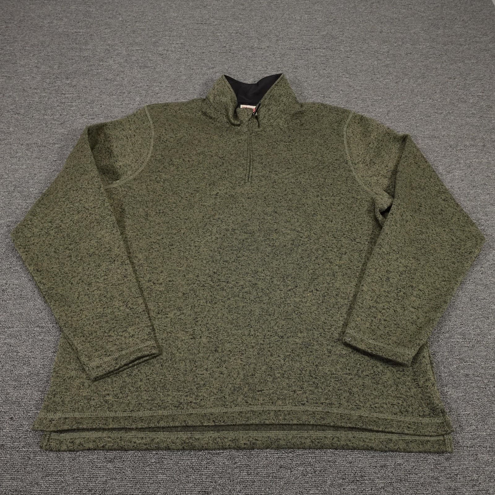 Wrangler Sweater Mens XL Green Fleece Quarter Zip Mock Neck Pullover Outdoor