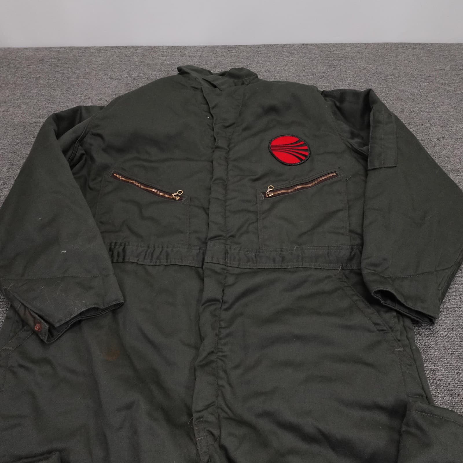 Vintage Flight-Master Coveralls Mens XL Long Green Canvas Insulated Workwear USA - Thumbnail 2