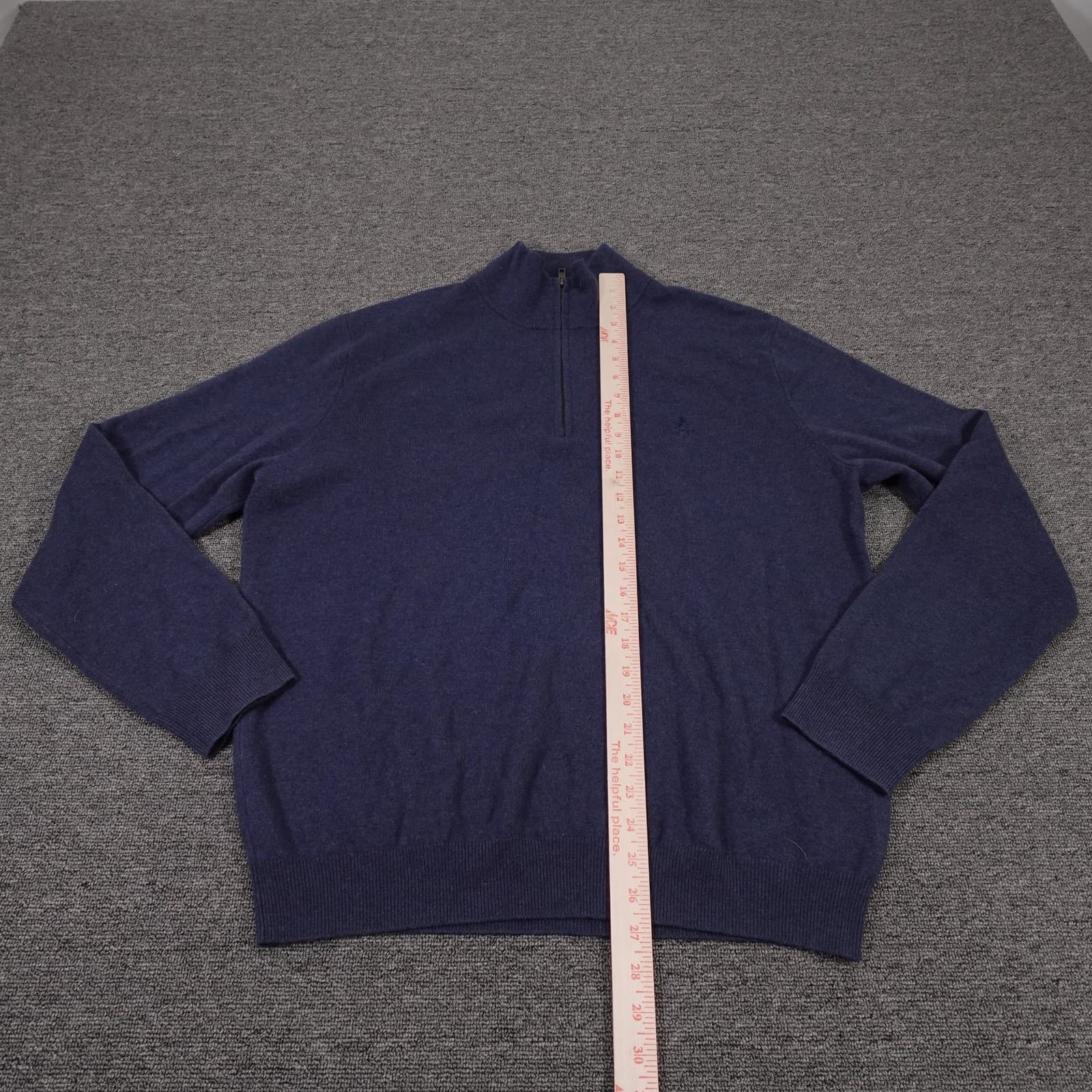 Pringle Of Scotland Sweater Mens Large Blue 1/4 Zip Mock Neck Wool Knit Pullover - Thumbnail 5