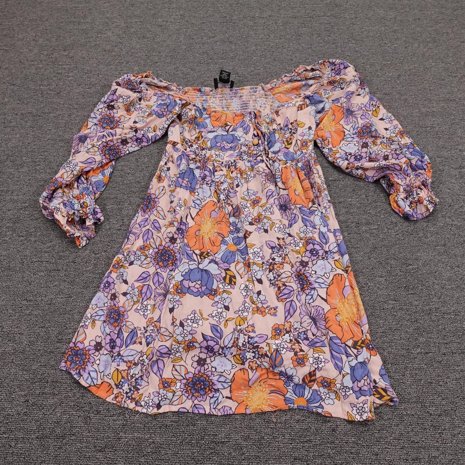 Angie Dress Womens Small Multicolor Floral Off Shoulder Hi Low Boho Sundress