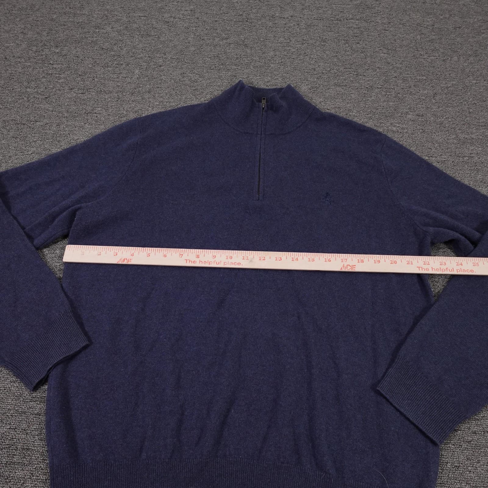 Pringle Of Scotland Sweater Mens Large Blue 1/4 Zip Mock Neck Wool Knit Pullover - Thumbnail 4