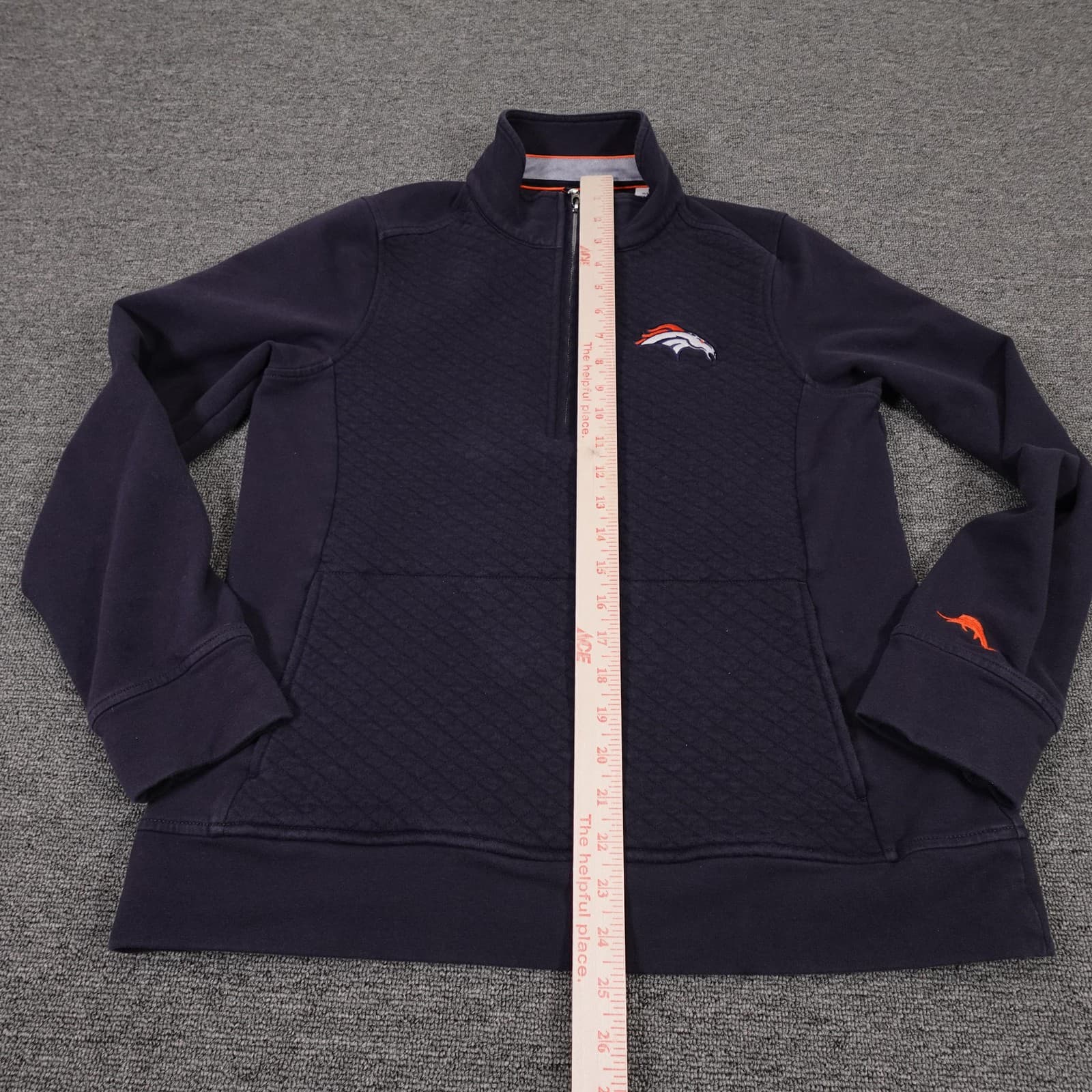 Denver Broncos Sweatshirt Womens Medium Blue NFL Football Tommy Bahama 1/4 Zip - Thumbnail 7