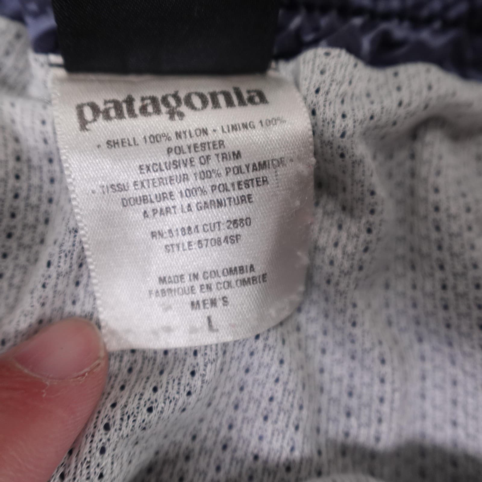 VINTAGE Patagonia Shorts Large Blue Fish All Over Print Mesh Belted Swim Trunks - Thumbnail 4
