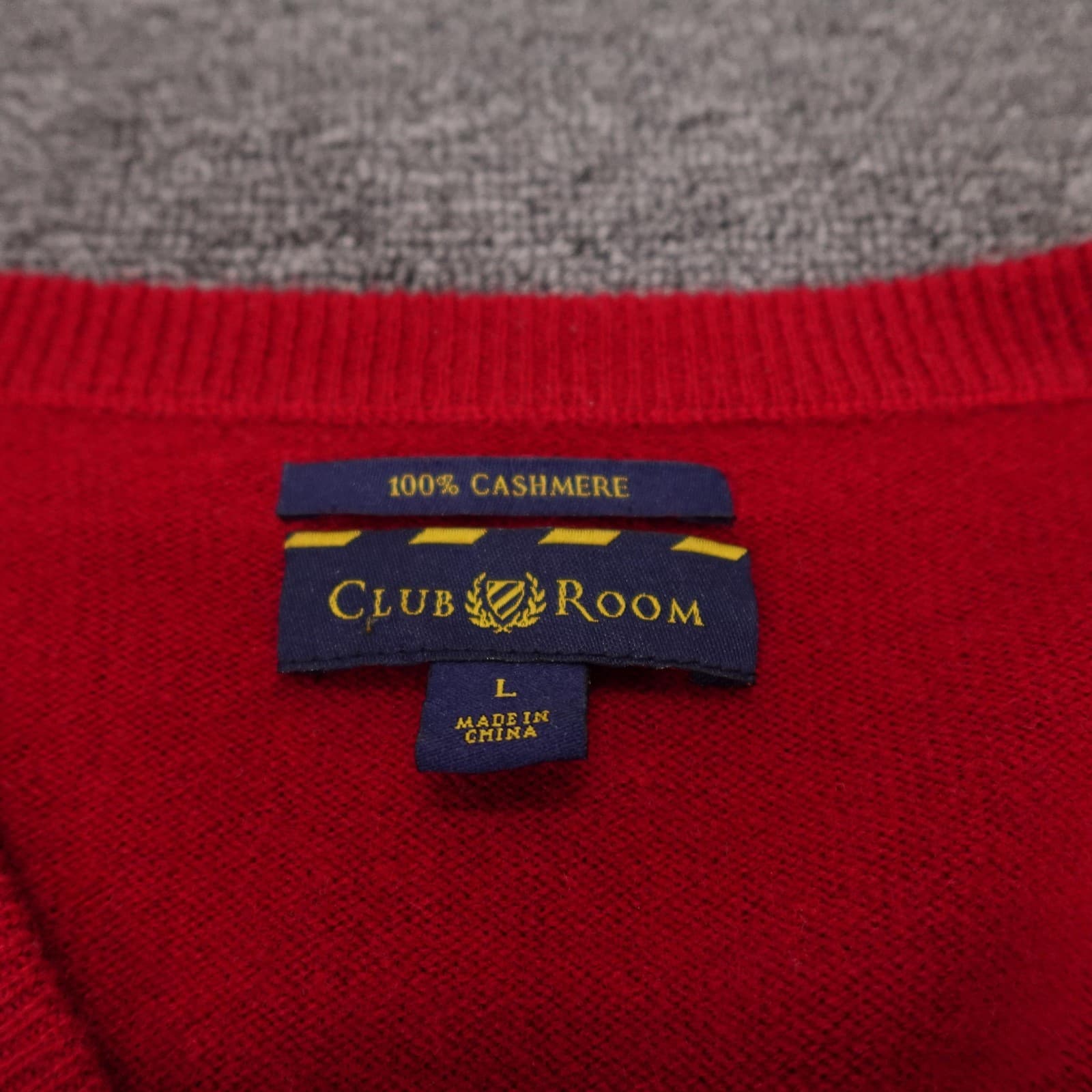 Club Room Sweater Mens Large Red 100% Cashmere V Neck Knit Pullover Soft - Thumbnail 3