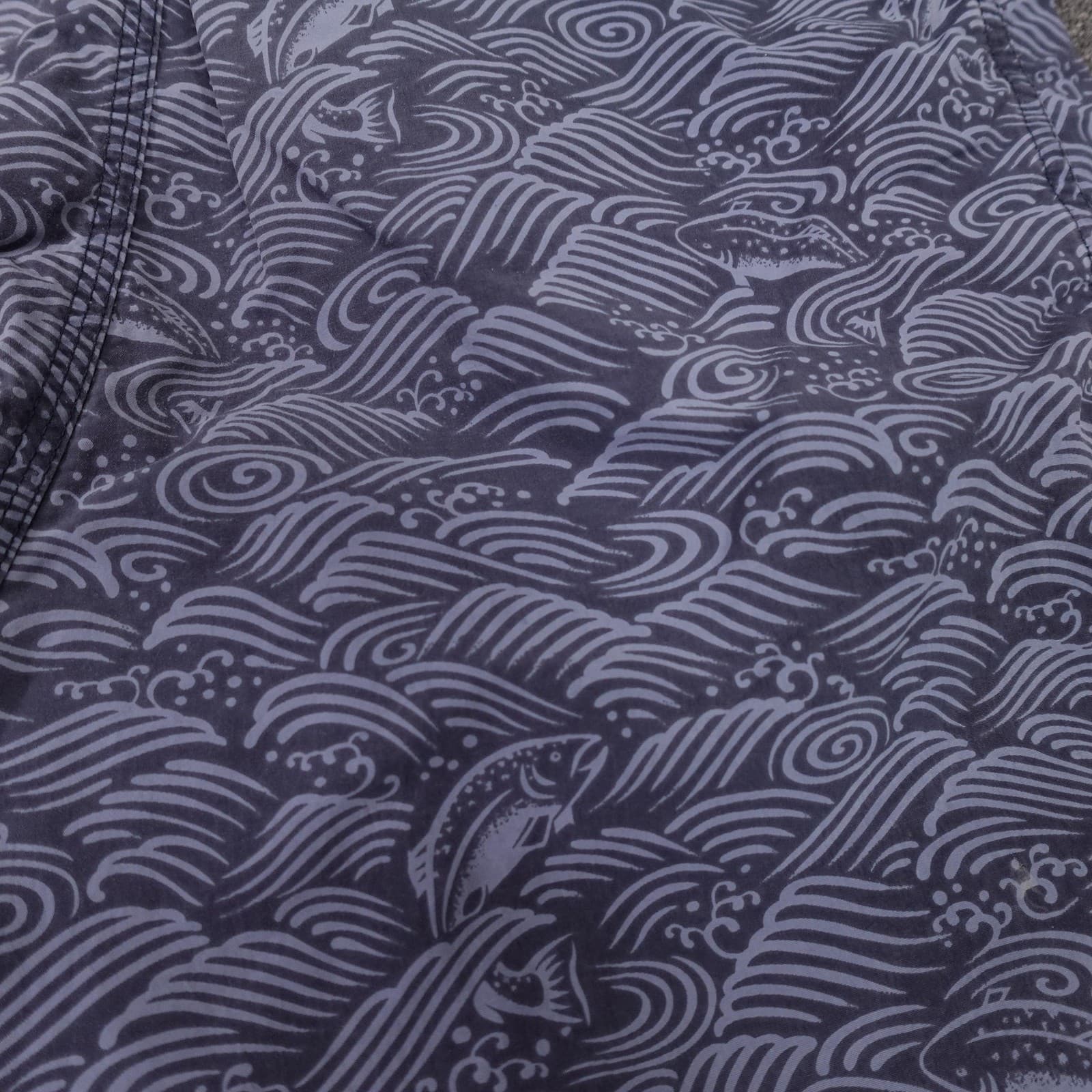 VINTAGE Patagonia Shorts Large Blue Fish All Over Print Mesh Belted Swim Trunks - Thumbnail 6