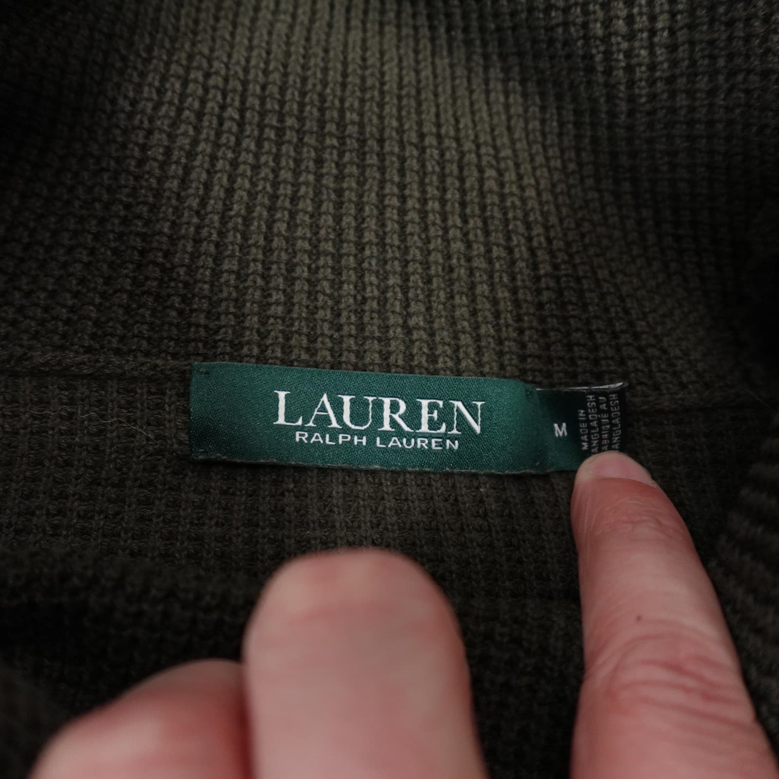 Vintage Lauren Ralph Lauren Sweater Womens Medium Green Cowl Neck Pullover Y2K - Thumbnail 3