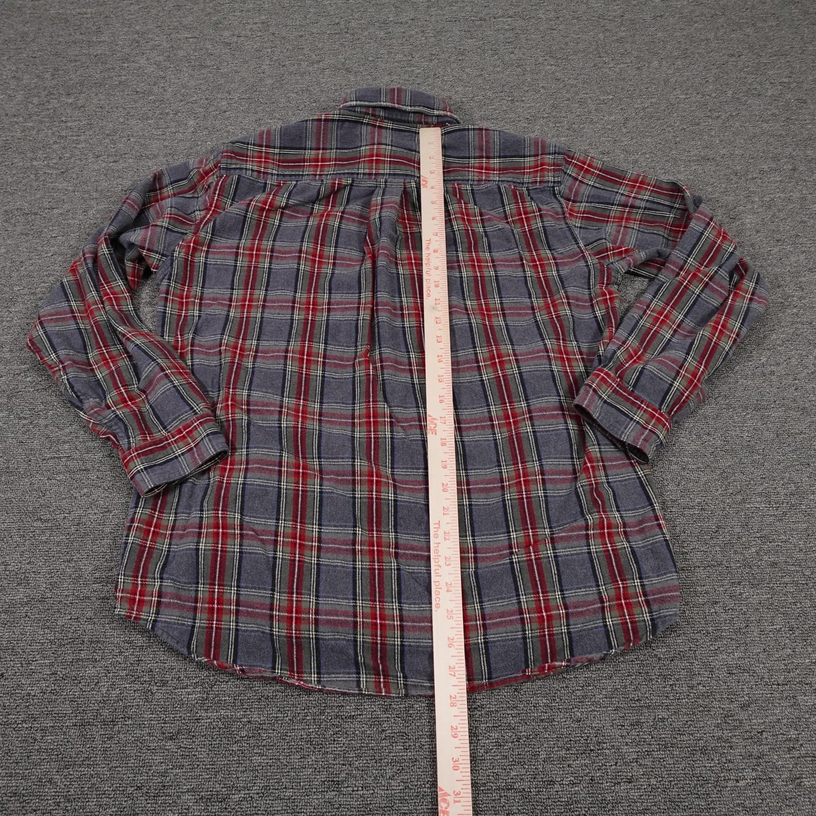 L.L.Bean Shirt Mens Medium Gray Plaid Flannel Long Sleeve Button Up Casual - Thumbnail 4